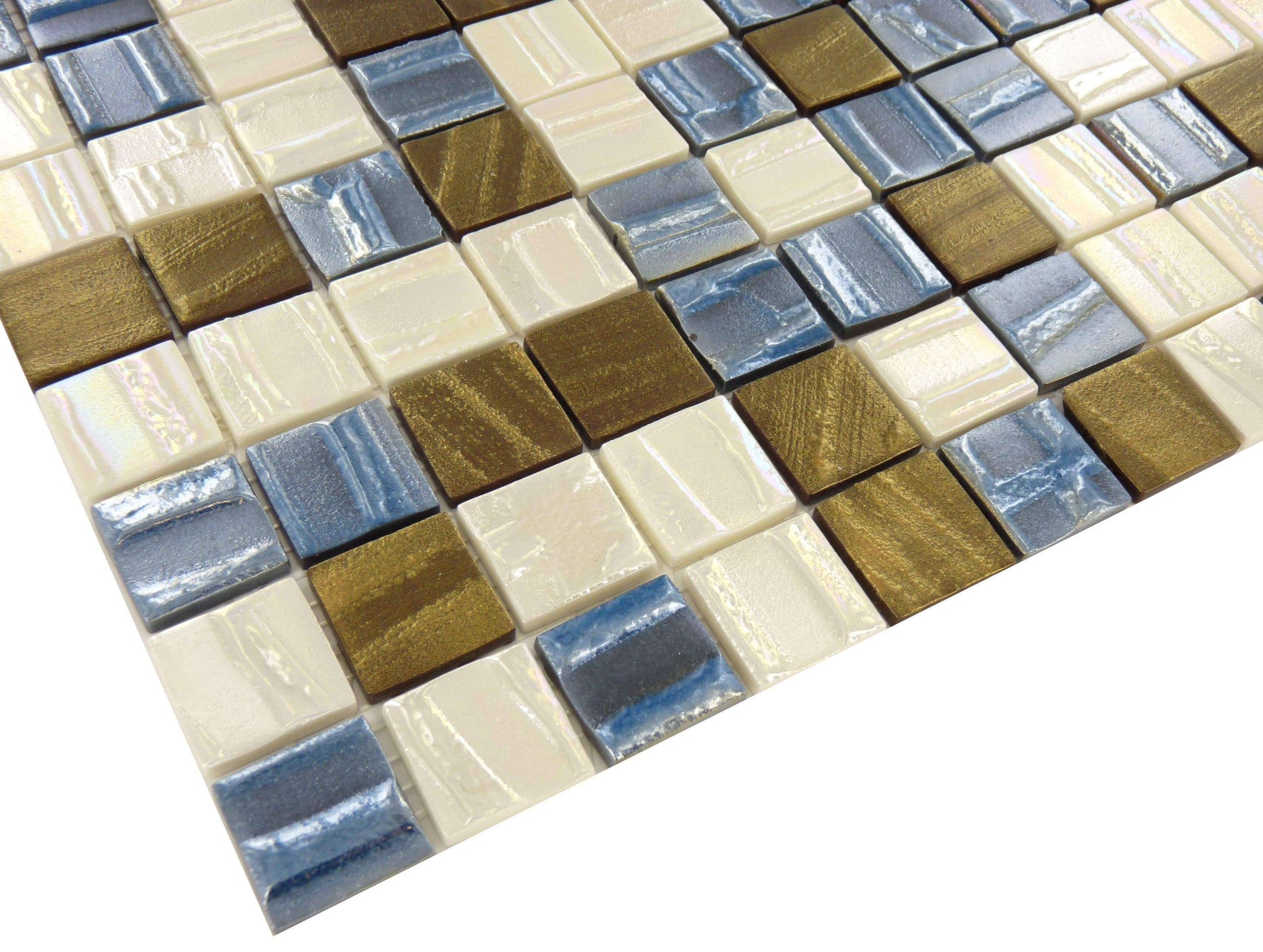 Vogue Luxury Blue Blend 1" x 1" Iridescent Glass Tile Absolut Glass