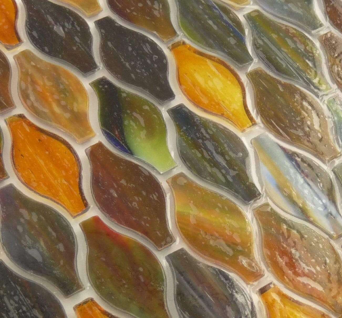 Bonfire Orange Unique Shapes Glossy Glass Tile Botanical Glass