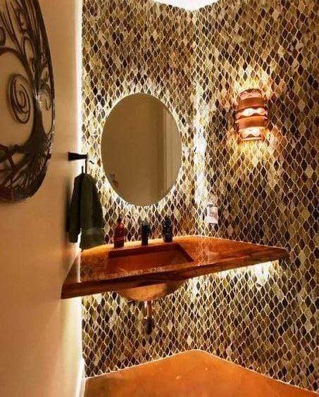 Brownie Brown Unique Shapes Glossy Glass Tile Botanical Glass