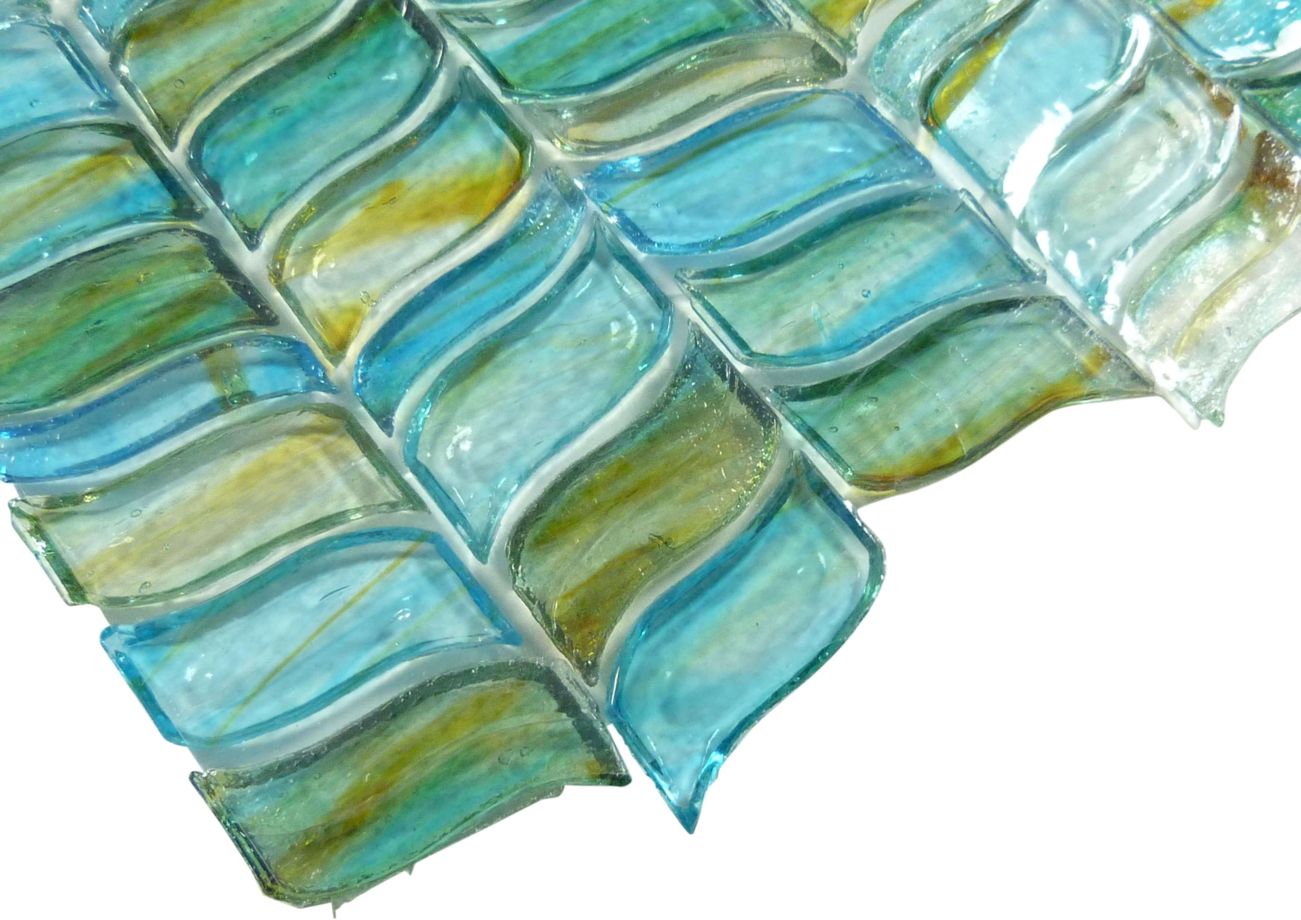 Angels Wings Blue Wisteria Glossy Glass Tile Botanical Glass