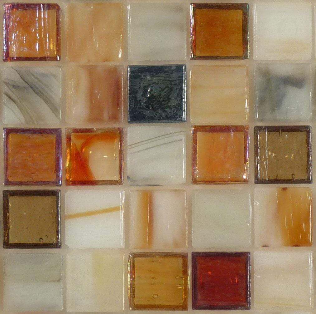 Vanilla Frap Cream/Beige 1'' x 1'' Glass Glossy & Iridescent Tile Botanical Glass