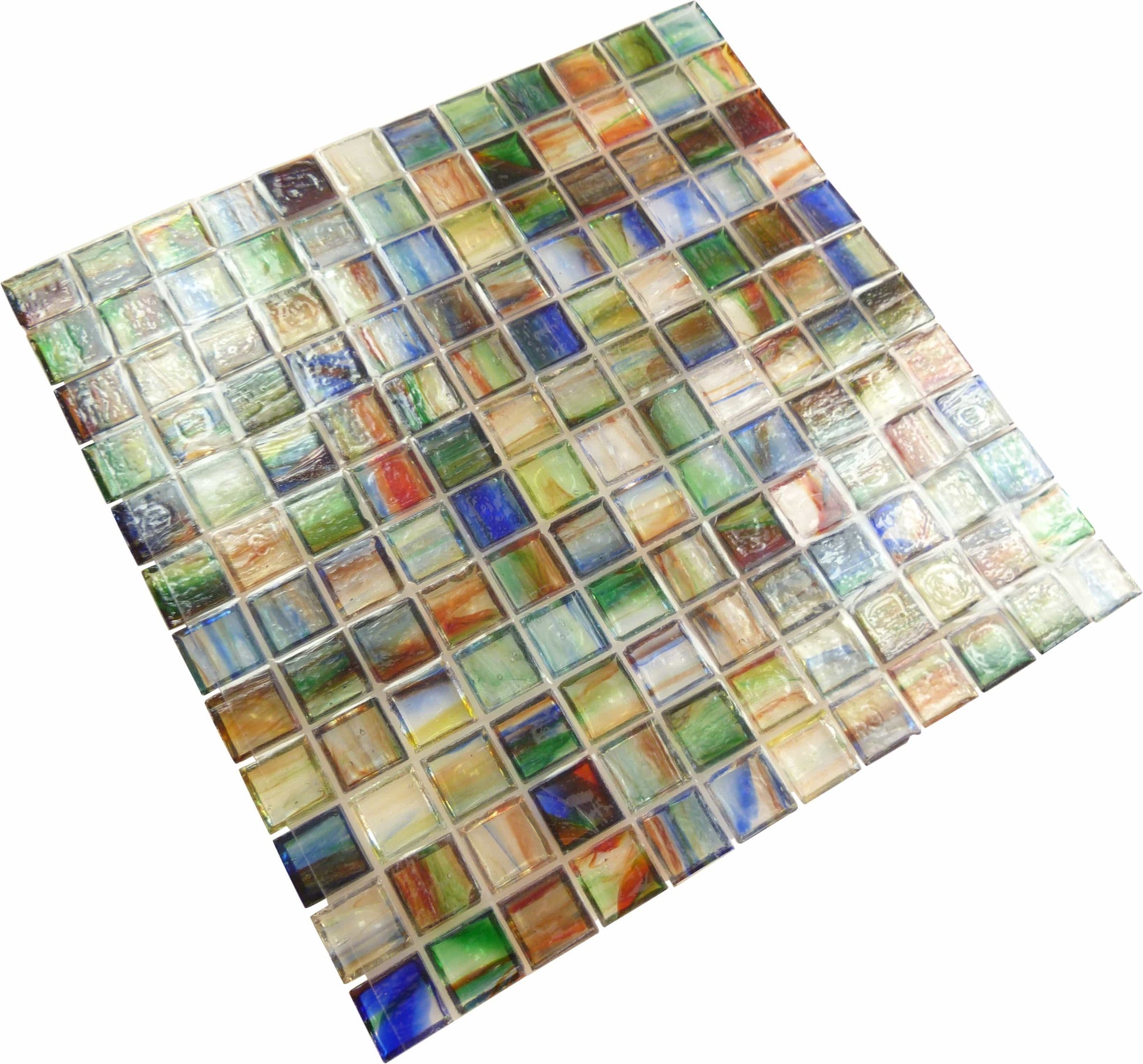 Green 1'' x 1'' Glossy Glass Tile Botanical Glass