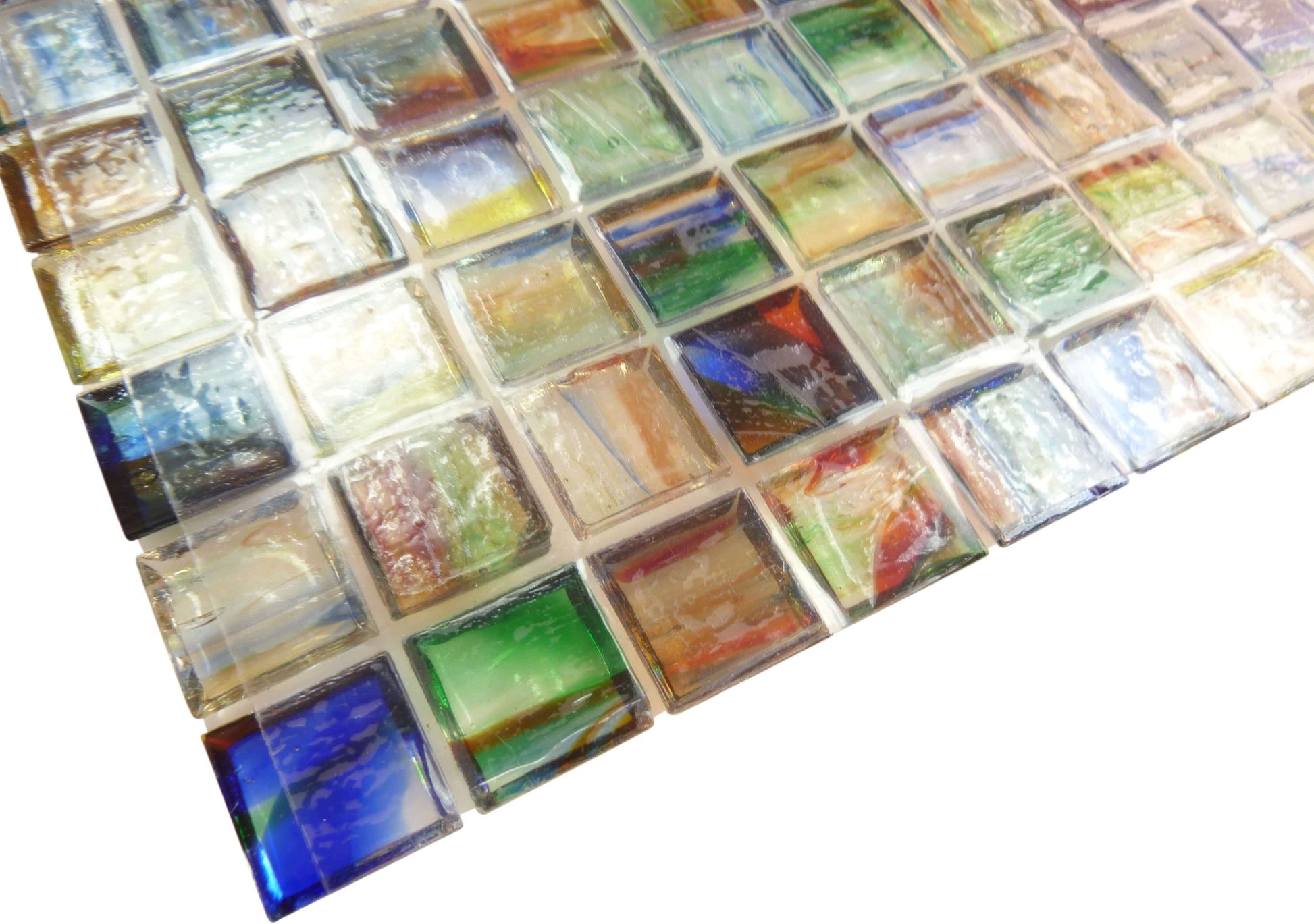 Green 1'' x 1'' Glossy Glass Tile Botanical Glass