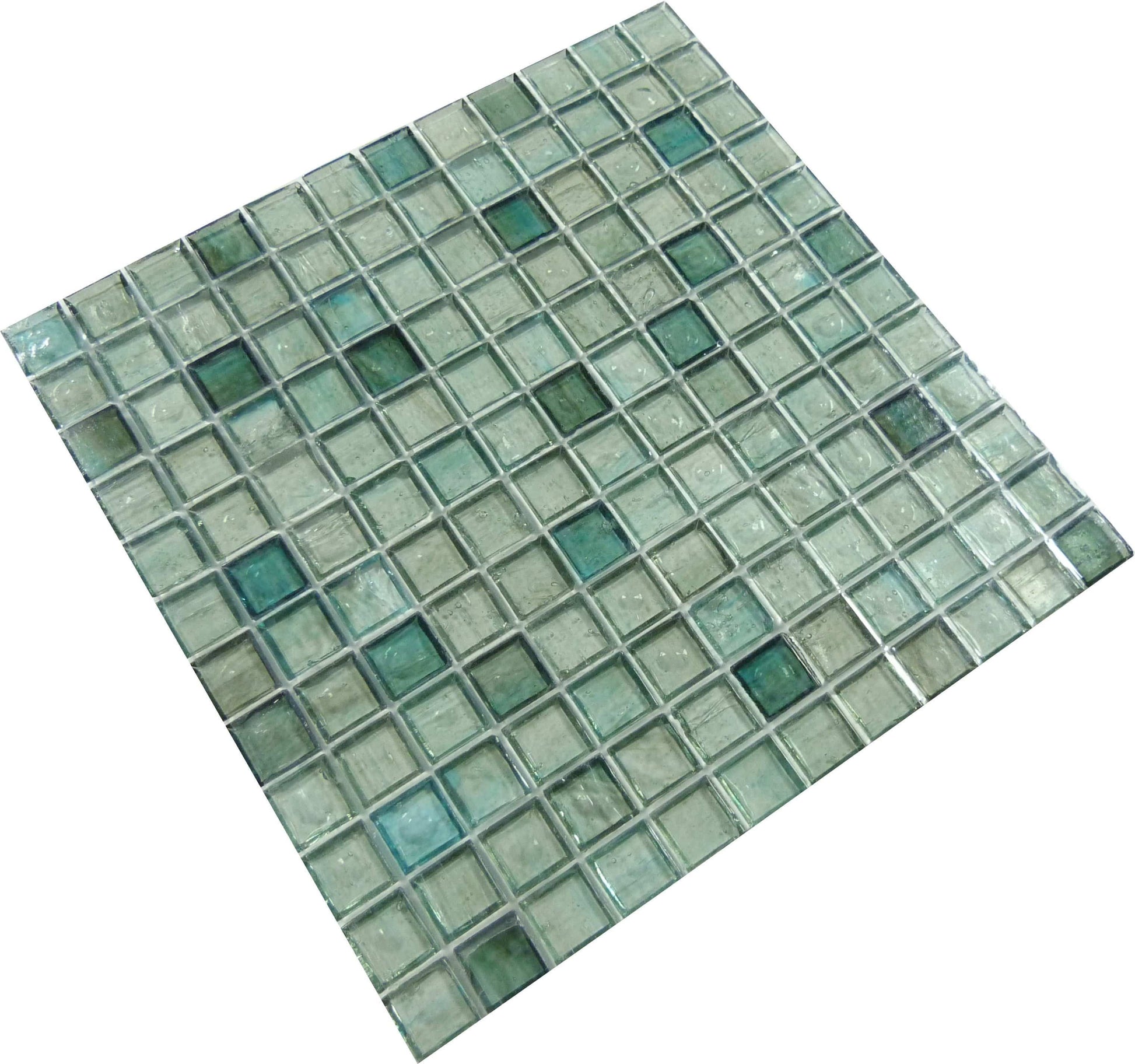 Light Evergreen Green 1'' x 1'' Glossy Glass Tile Botanical Glass