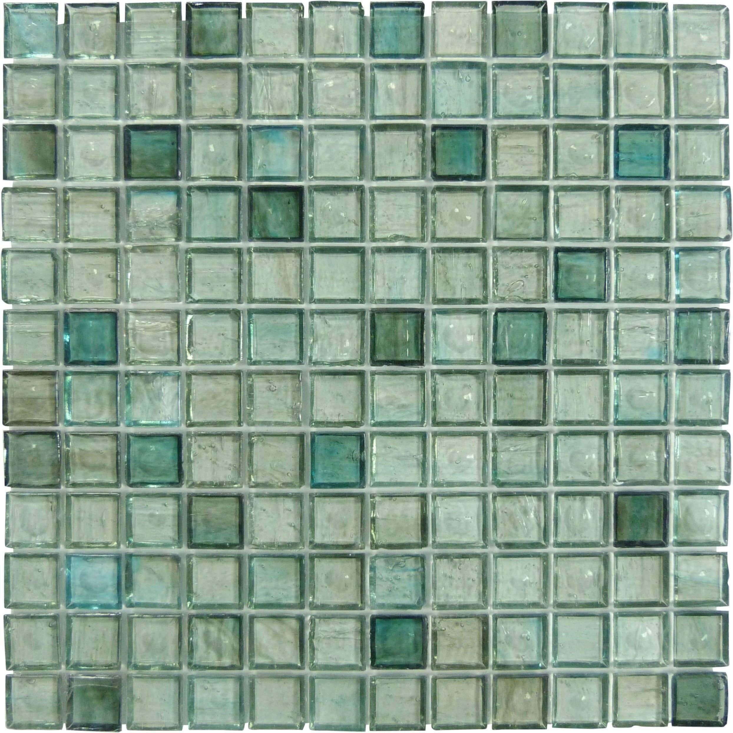 Light Evergreen Green 1'' x 1'' Glossy Glass Tile Botanical Glass