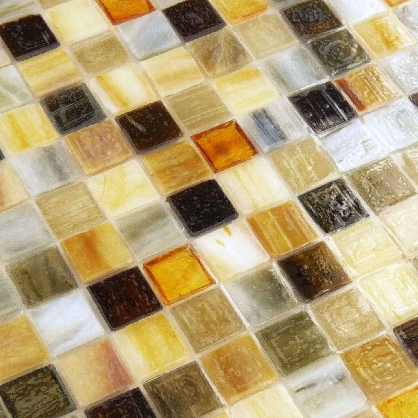 Bonfire Multi Color 1'' x 1'' Glossy Glass Tile Botanical Glass