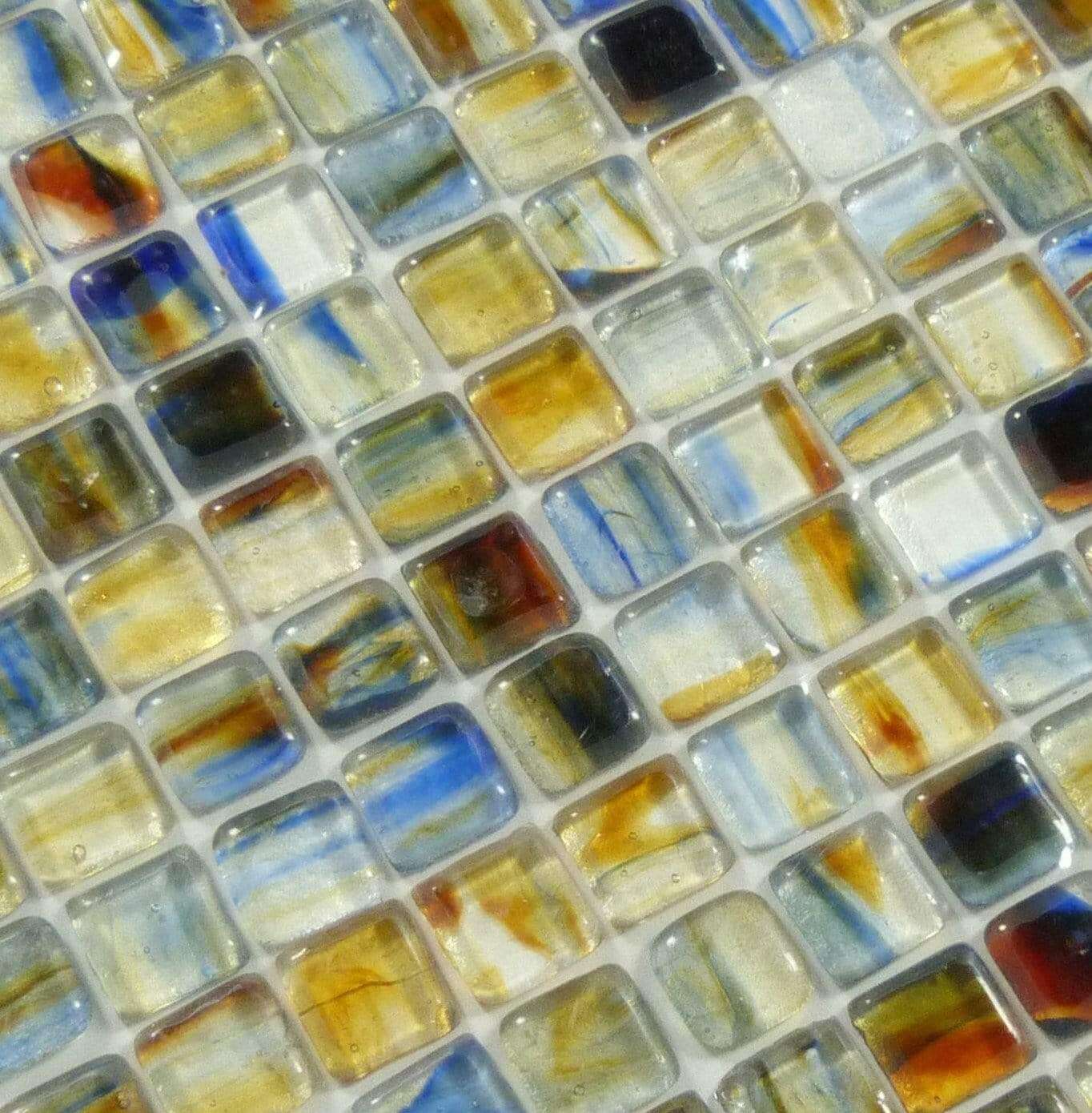 Glow 1" x 1" Orange Glossy Glass Tile Botanical Glass