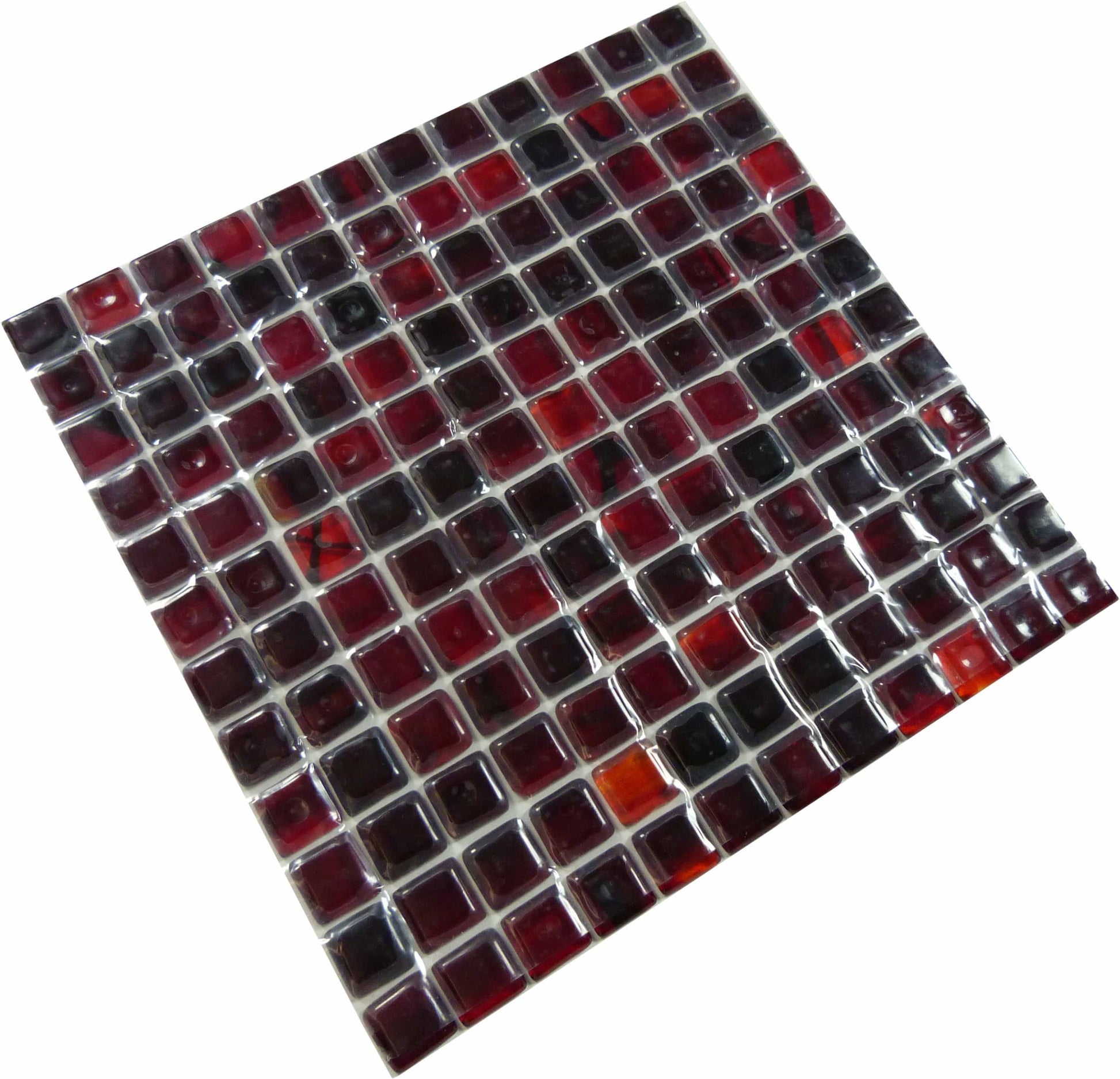 Ruby 1" x 1" Red Glossy Glass Tile Botanical Glass