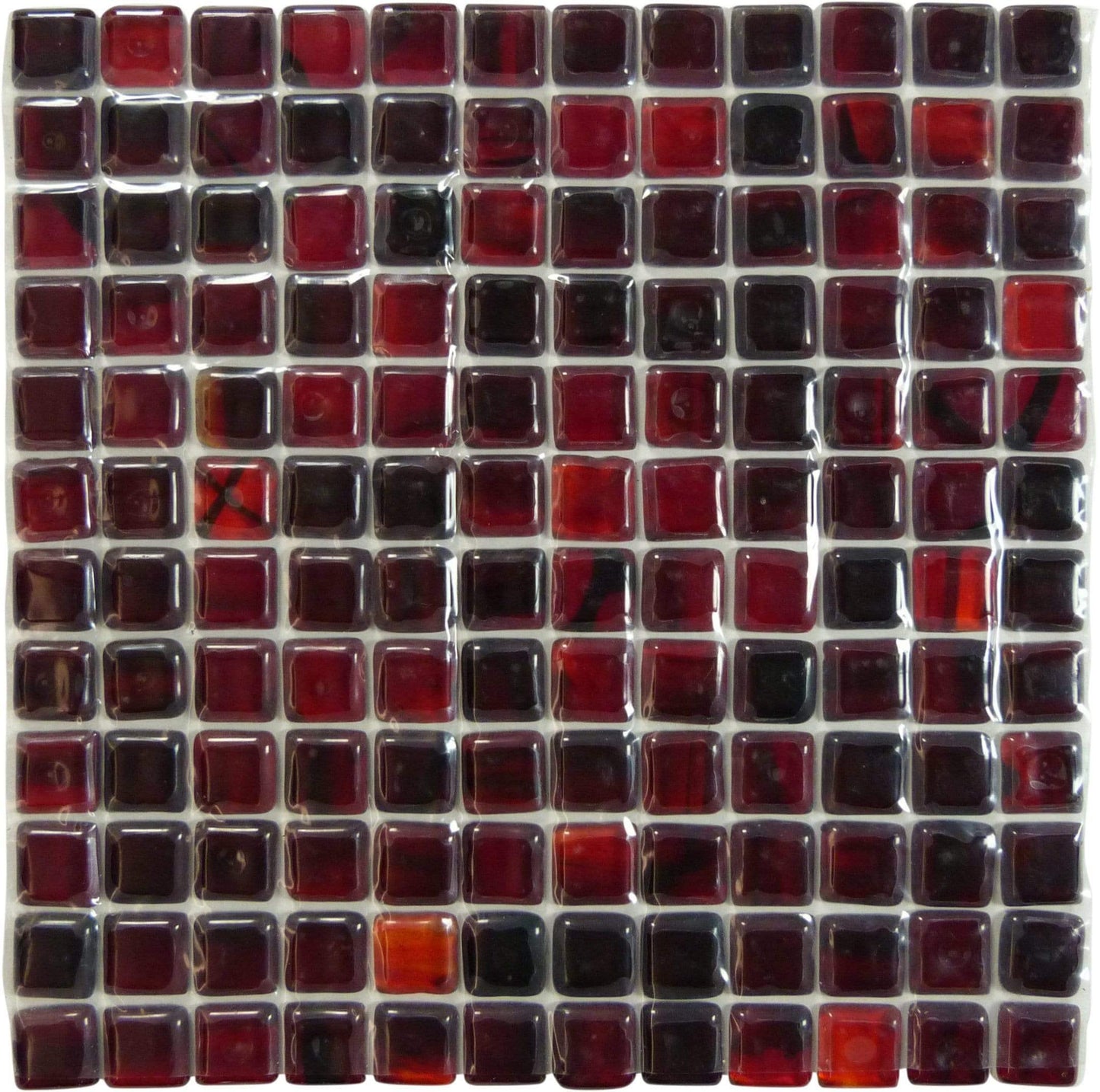 Ruby 1" x 1" Red Glossy Glass Tile Botanical Glass