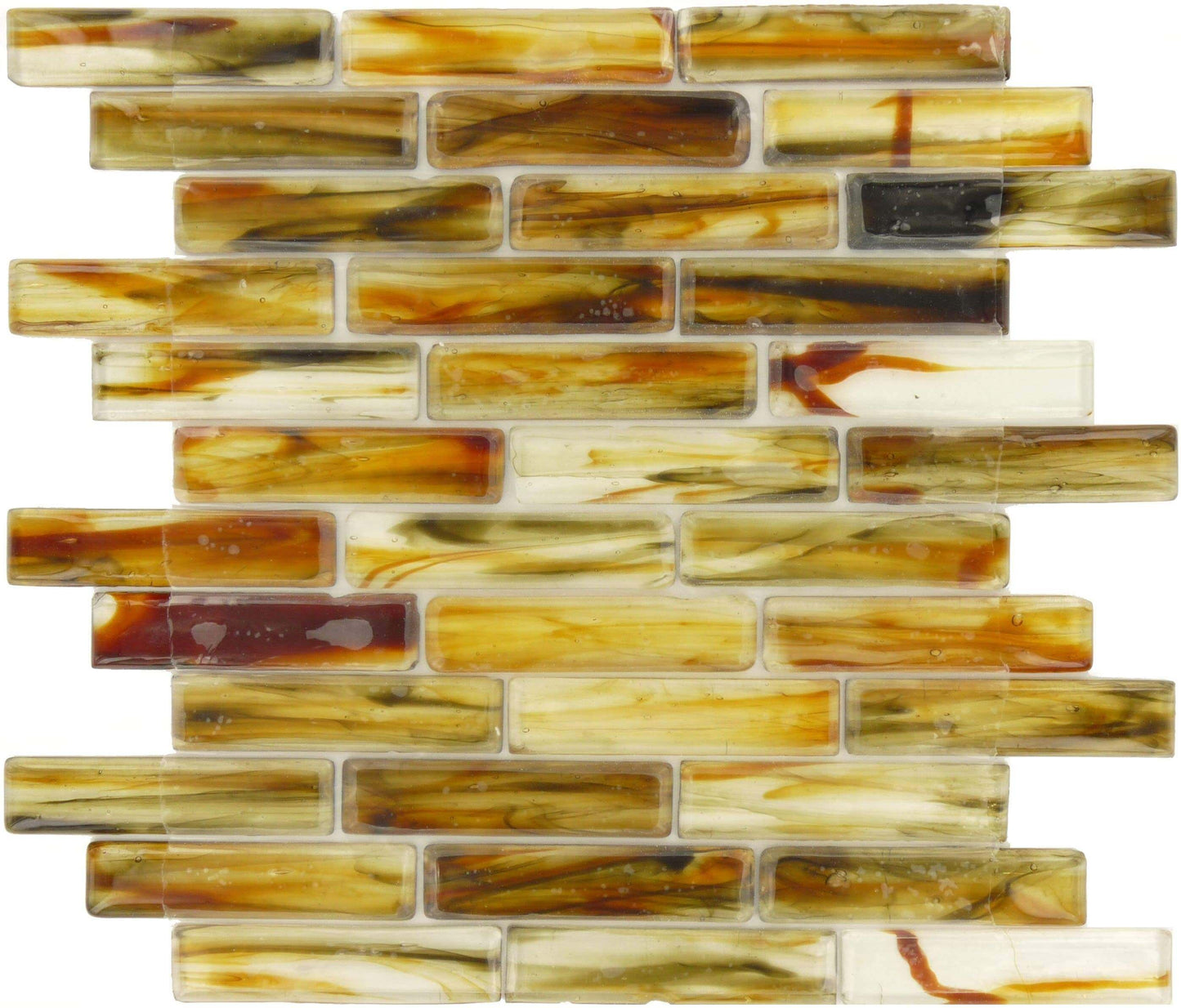 Flammeous 1" x 4" Brown Glossy Glass Tiles Botanical Glass