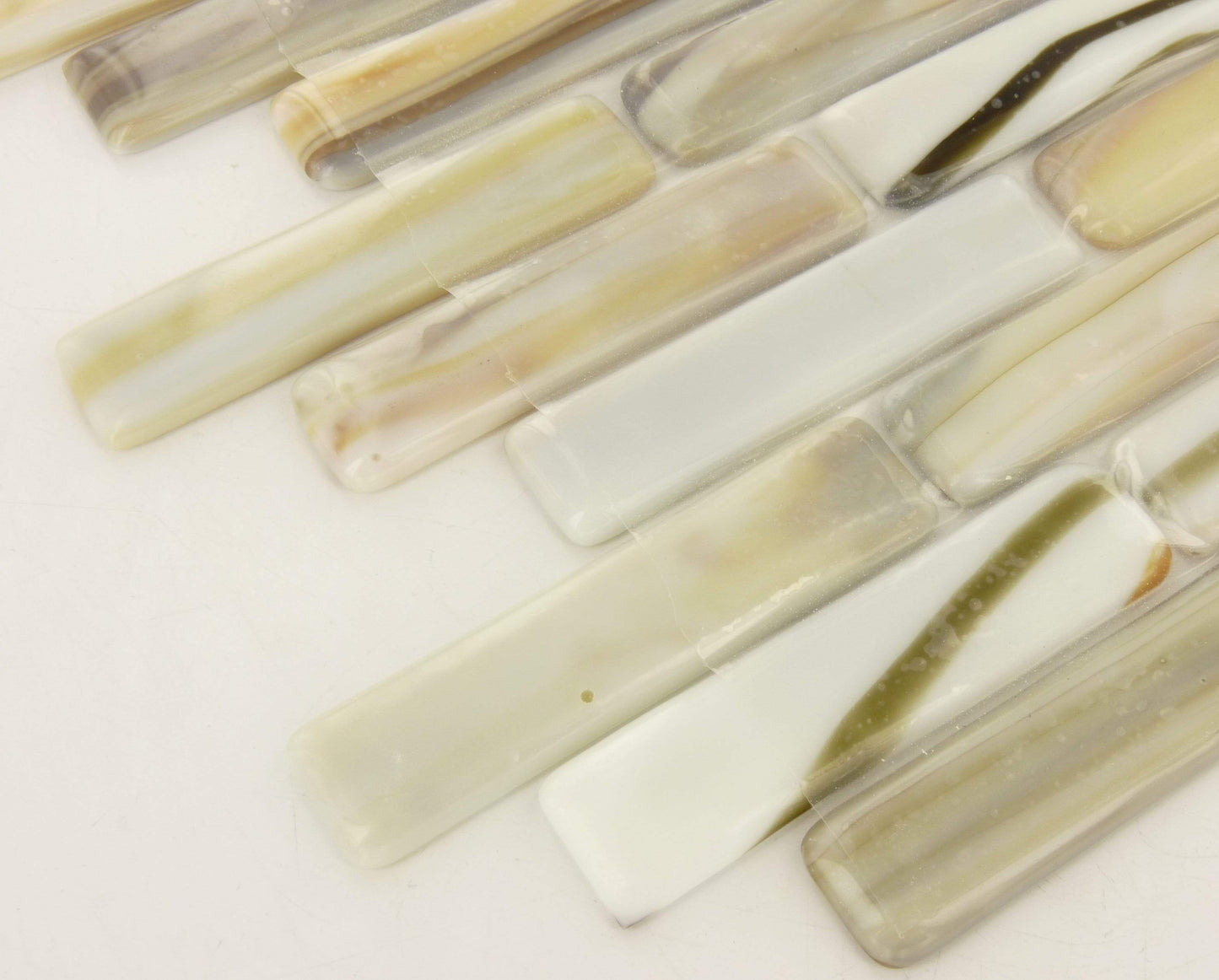 Amazon 1" x 4" Cream/Beige Glossy Glass Tiles Botanical Glass