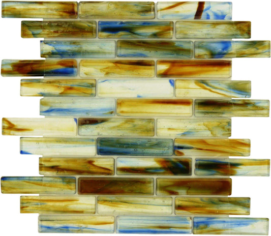 Glow 1" x 4" Orange Glossy Glass Tiles Botanical Glass