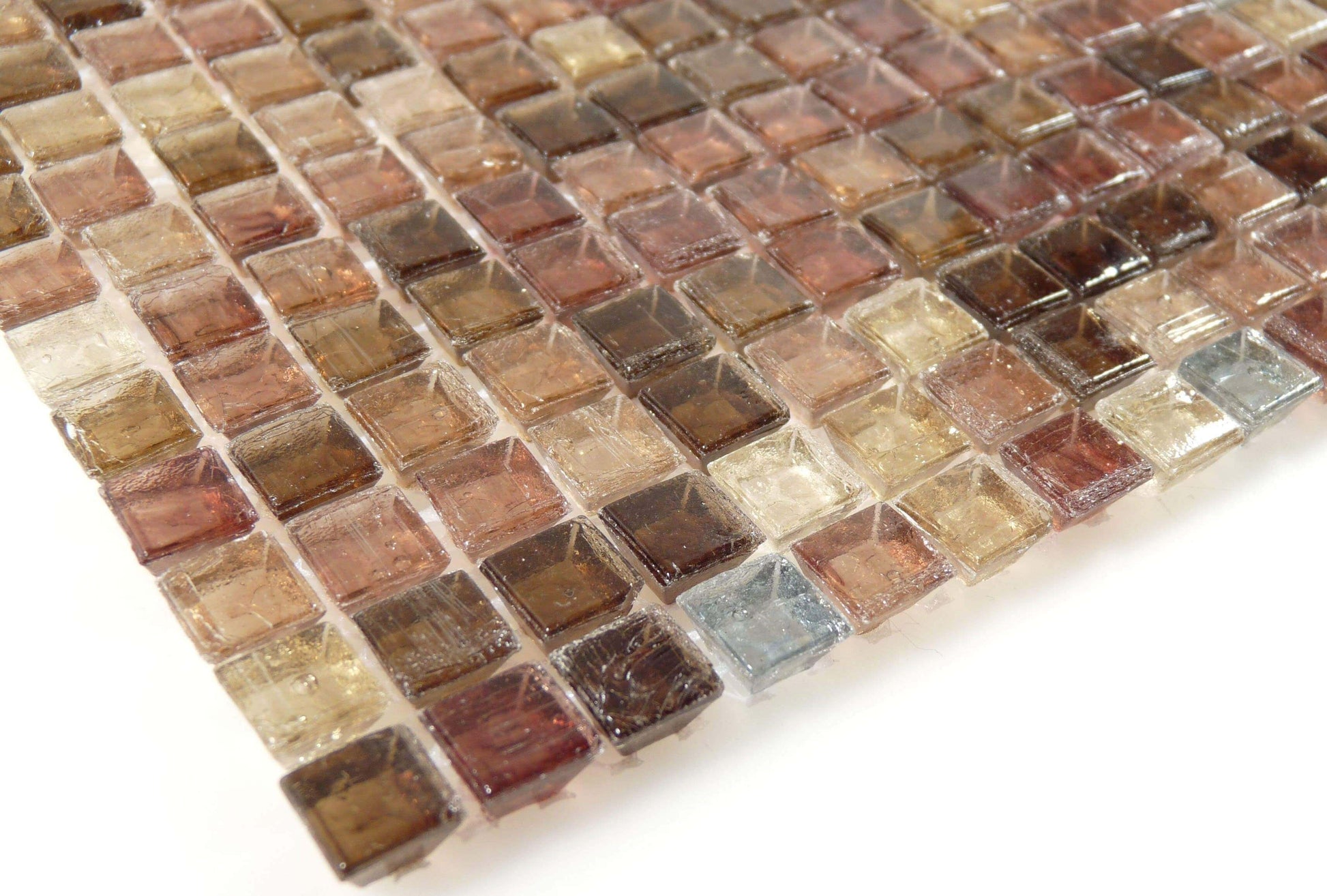 Brown 3/8'' x 3/8'' Glass Glossy Tile Botanical Glass