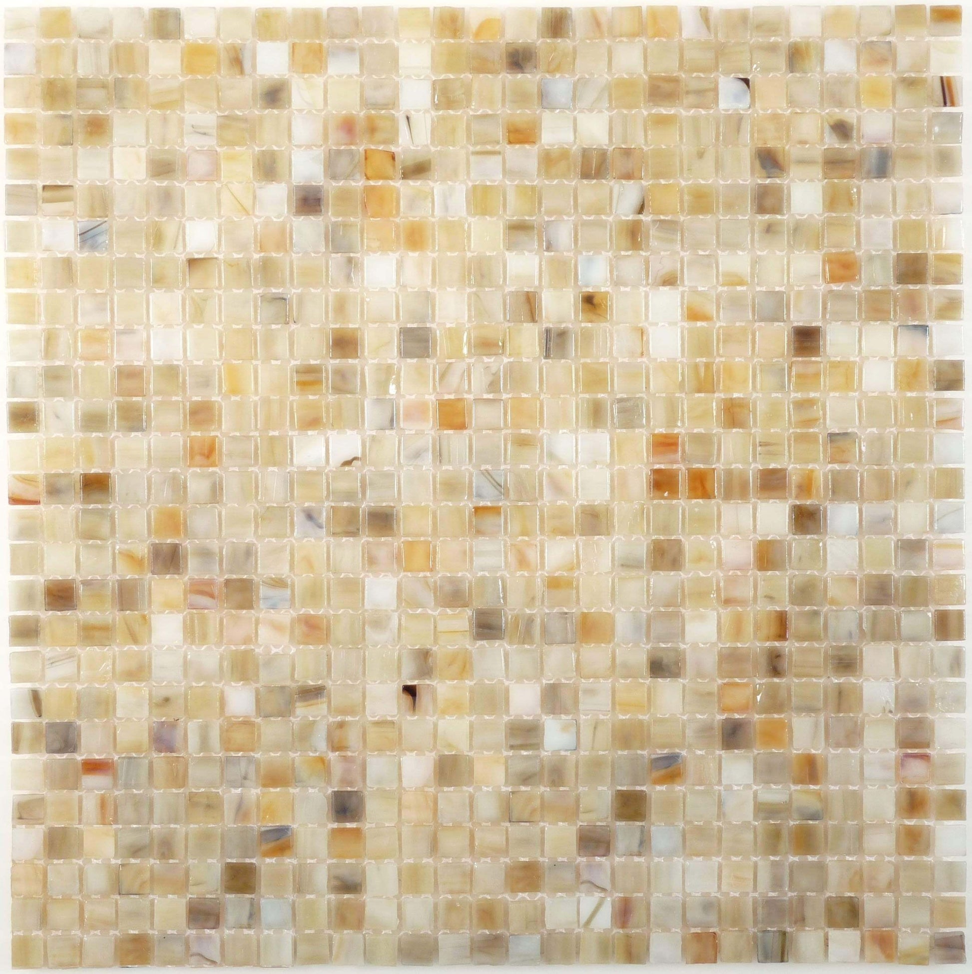 Cream/Beige 3/8'' x 3/8'' Glass Glossy Tile Botanical Glass