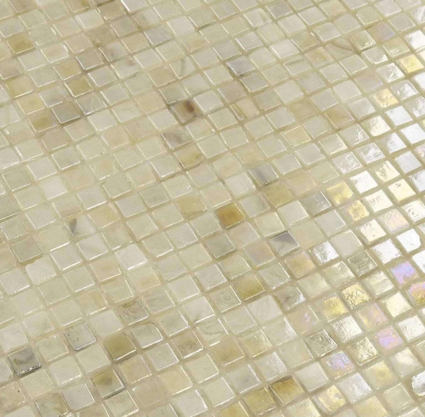 Light Beige 3/8'' x 3/8'' Glossy & Iridescent Glass Tile Botanical Glass