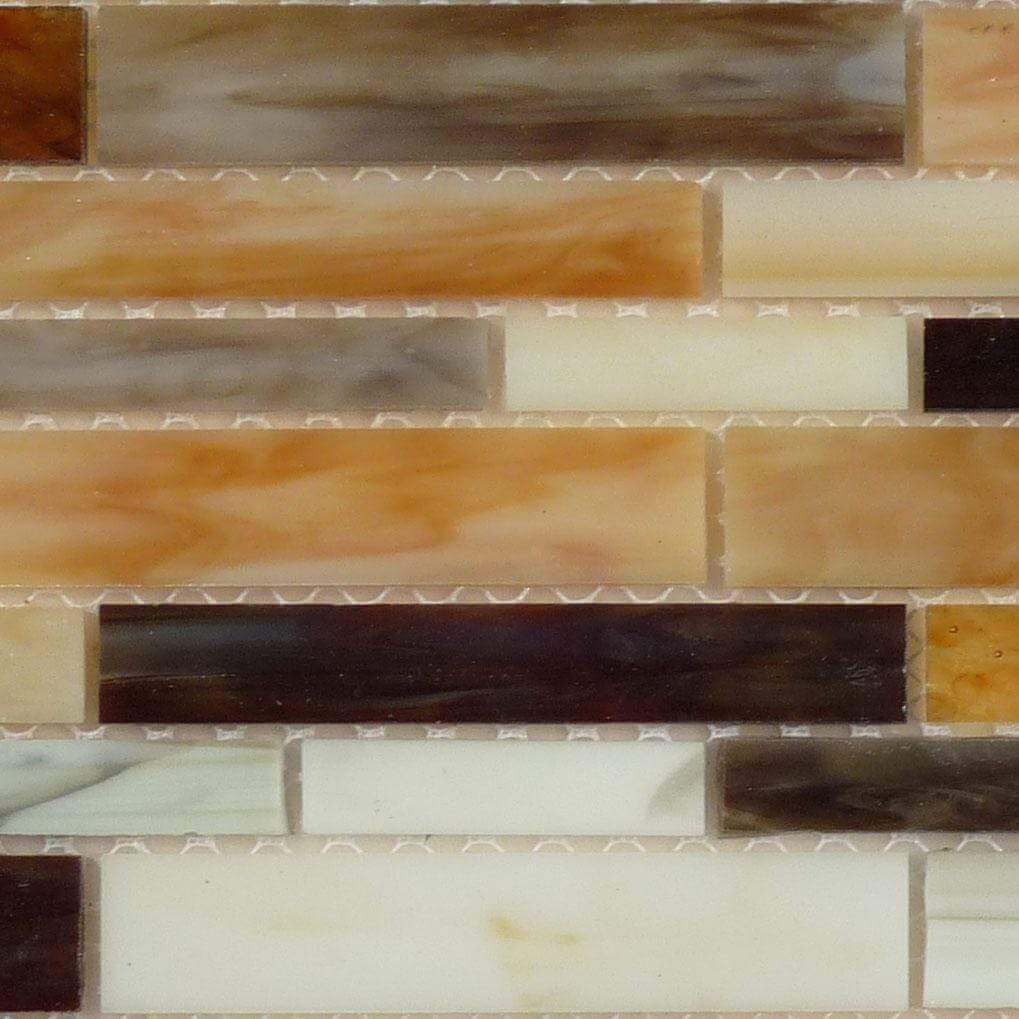 Copper Glow Bronze/Copper Random Bricks Glass Glossy Tile Botanical Glass