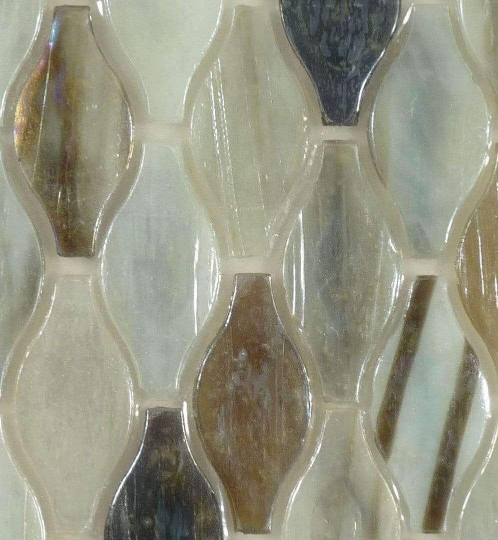 Oyster Brown Unique Shapes Glass Glossy & Iridescent Tile Botanical Glass