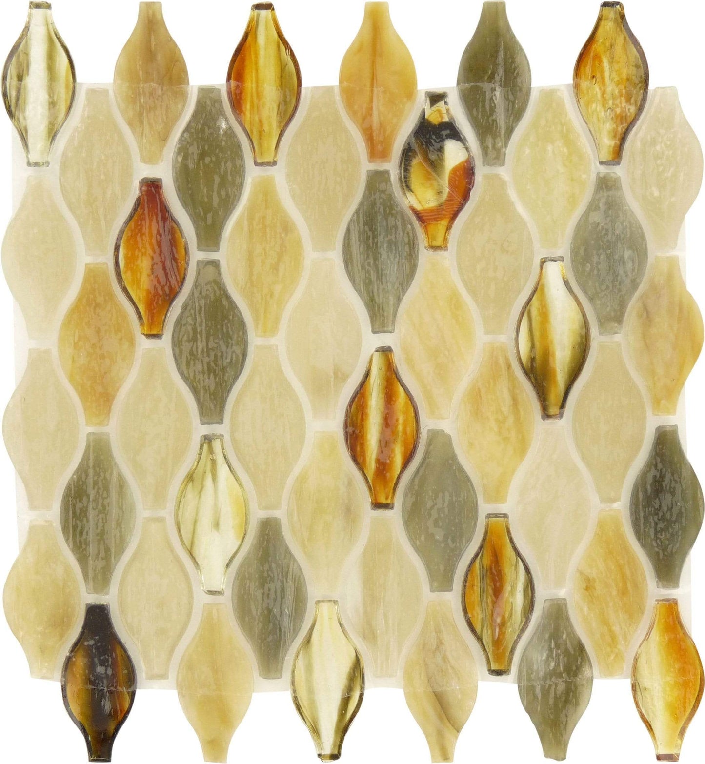 Olive Brown Unique Shapes Glossy Glass Tile Botanical Glass