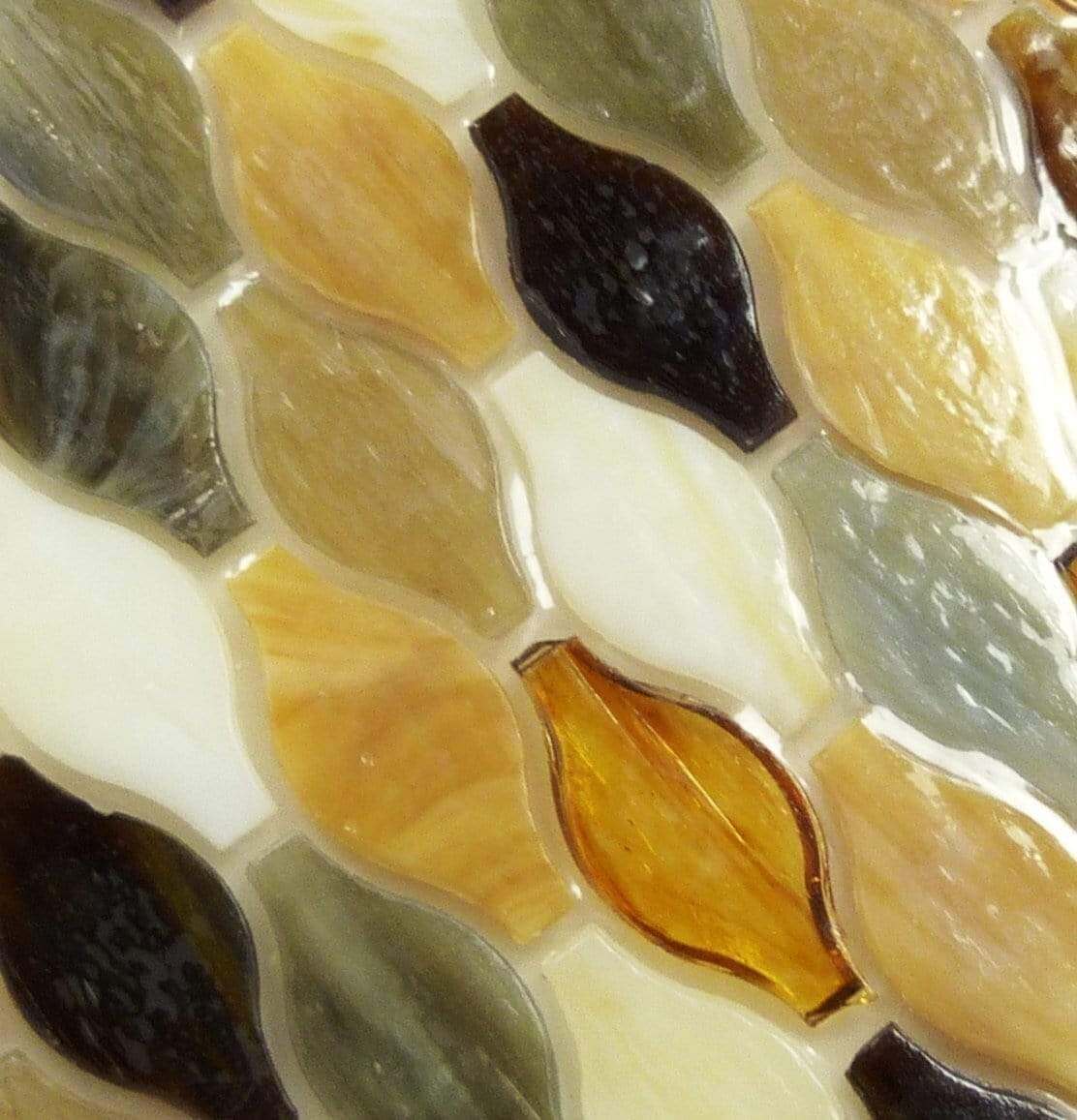 Forest Glow Green Unique Shapes Glossy Glass Tile Botanical Glass