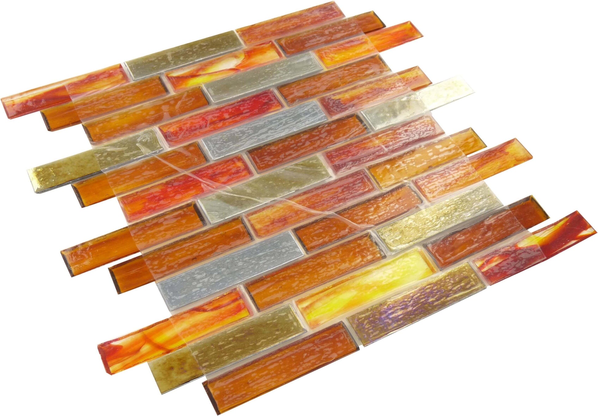 Bonfire Red 1'' x 4'' Glossy Glass Tile Botanical Glass