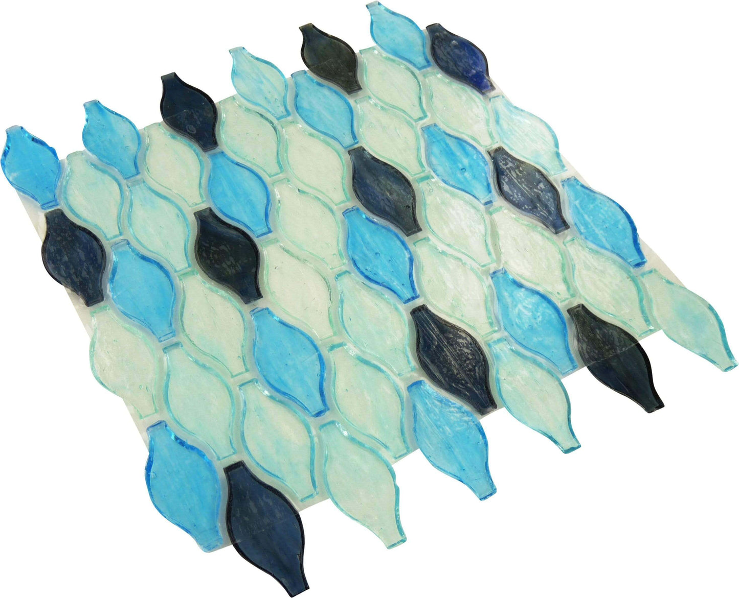 Clear Ocean Ripple Blue Unique Shapes Glossy Glass Tile Botanical Glass