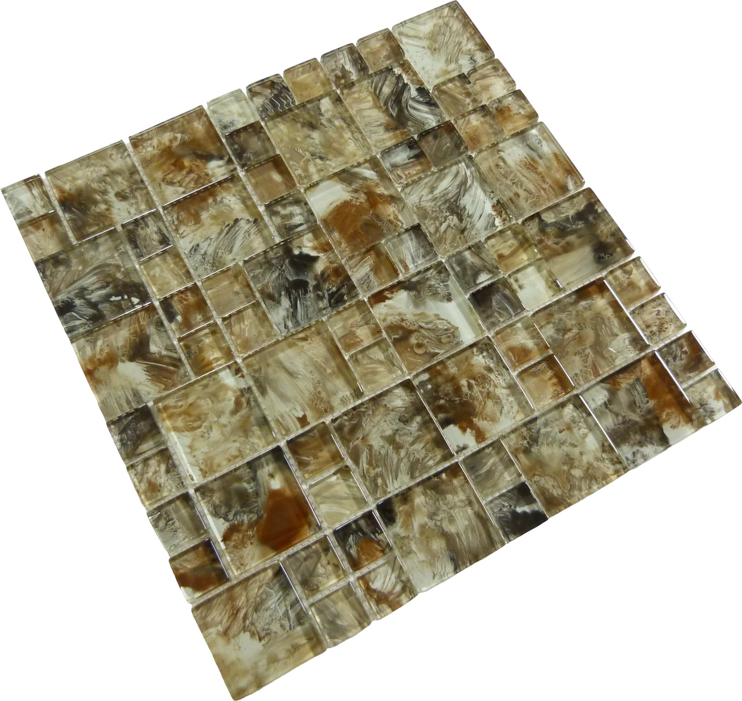 Aqua Art Michelangelo Earth Brown Mix Glossy Glass Pool Tile Dynamic Surfaces