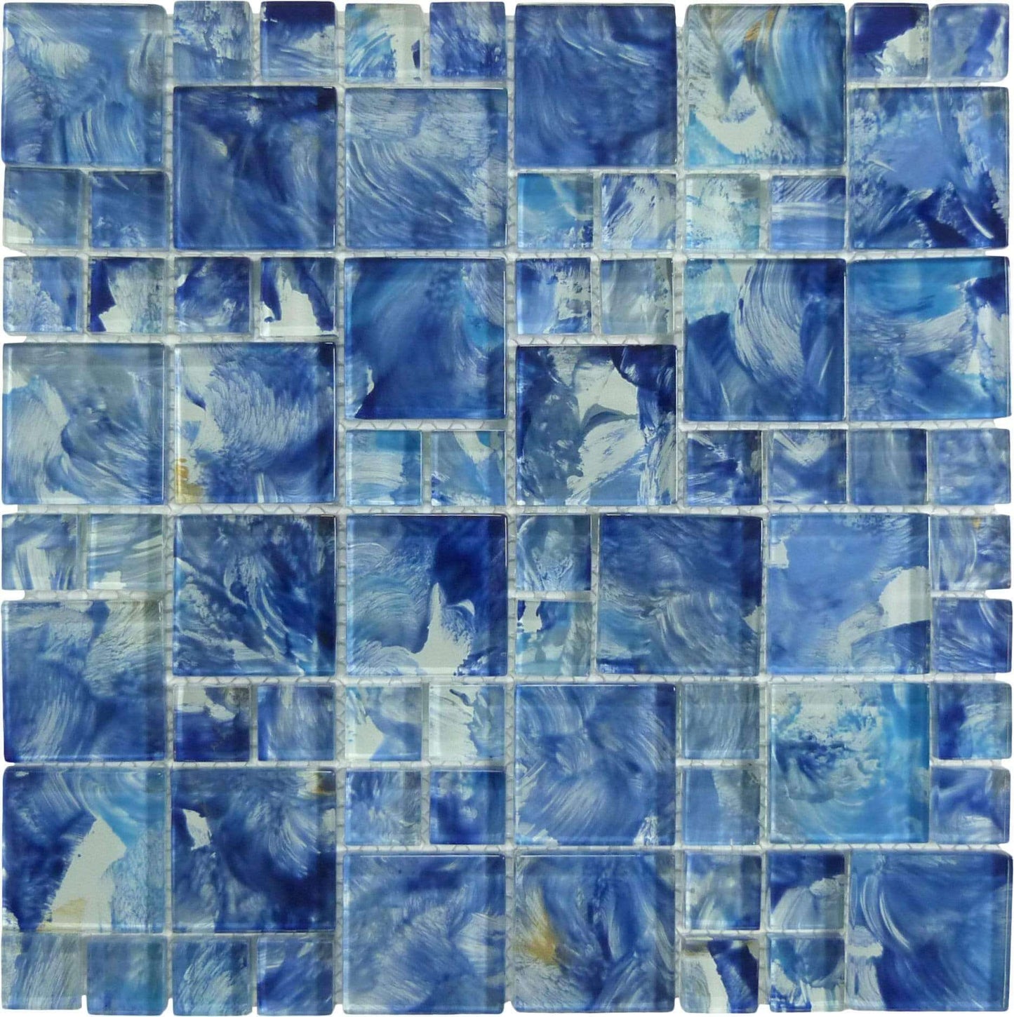 Aqua Art Michelangelo Ocean Blue Mix Glossy Glass Pool Tile Dynamic Surfaces