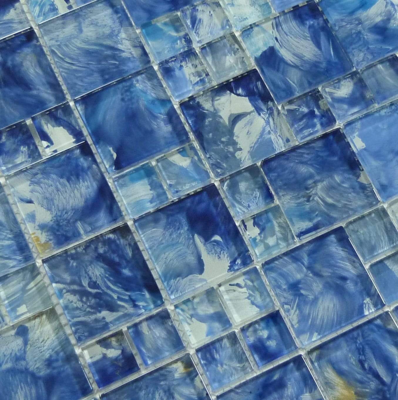 Aqua Art Michelangelo Ocean Blue Mix Glossy Glass Pool Tile Dynamic Surfaces