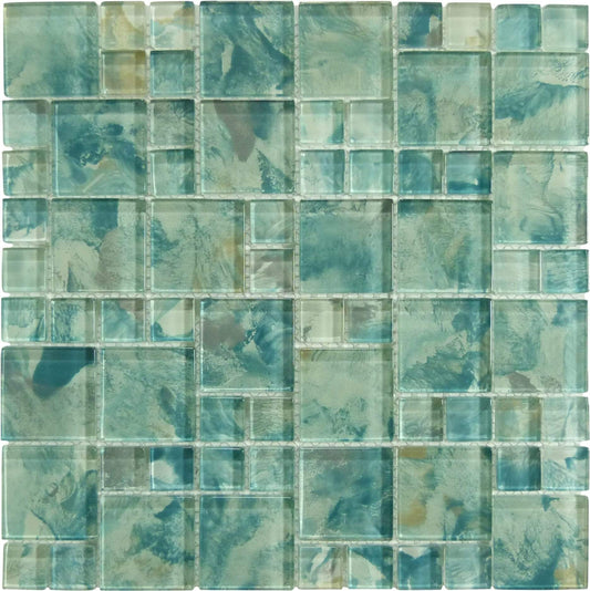 Aqua Art Michelangelo Turquoise Mix Glossy Glass Pool Tile Dynamic Surfaces