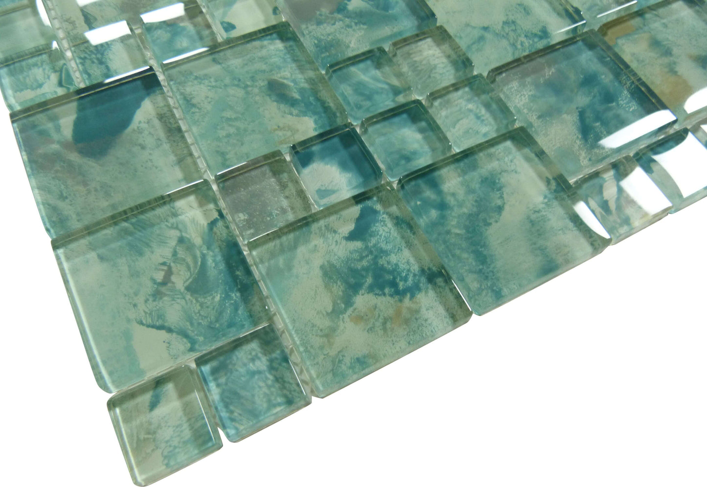 Aqua Art Michelangelo Turquoise Mix Glossy Glass Pool Tile Dynamic Surfaces