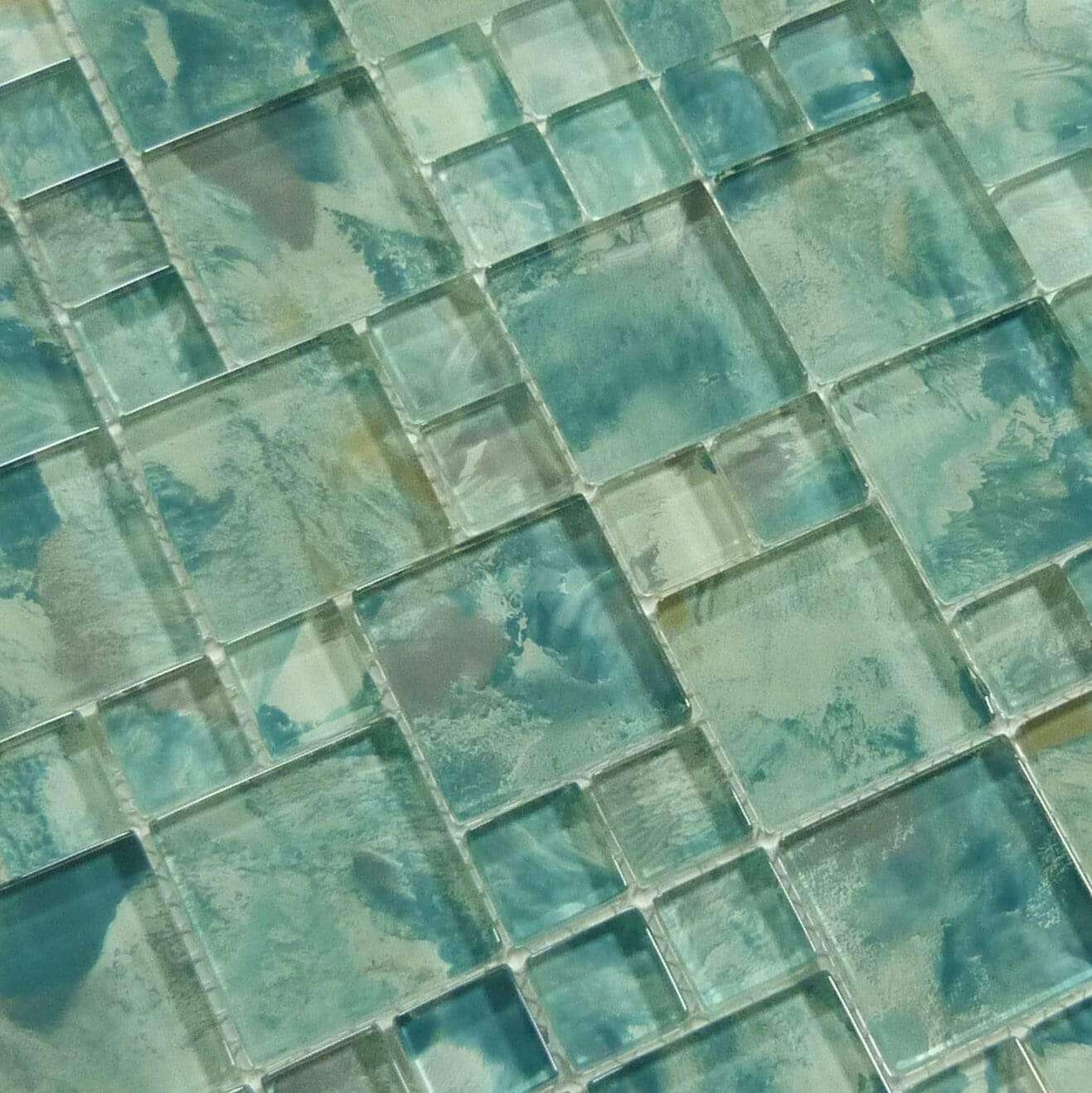 Aqua Art Michelangelo Turquoise Mix Glossy Glass Pool Tile Dynamic Surfaces