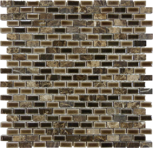 Porcello Crocodile Glam Brown Mini Brick Stone & Porcelain Tile Euro Glass