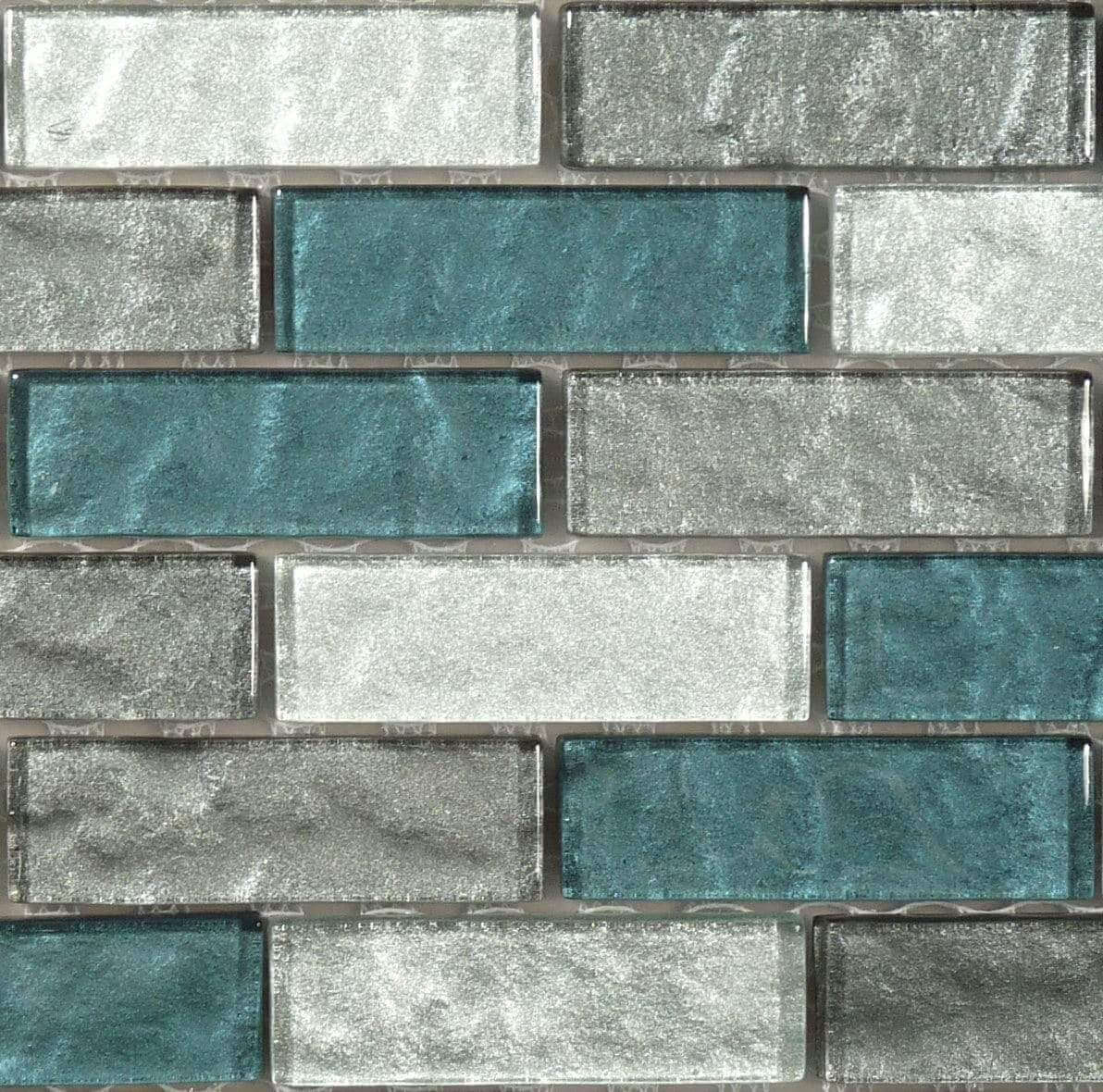 Impression Rushing River Grey 1'' x 3'' Glass Glossy Tile Euro Glass