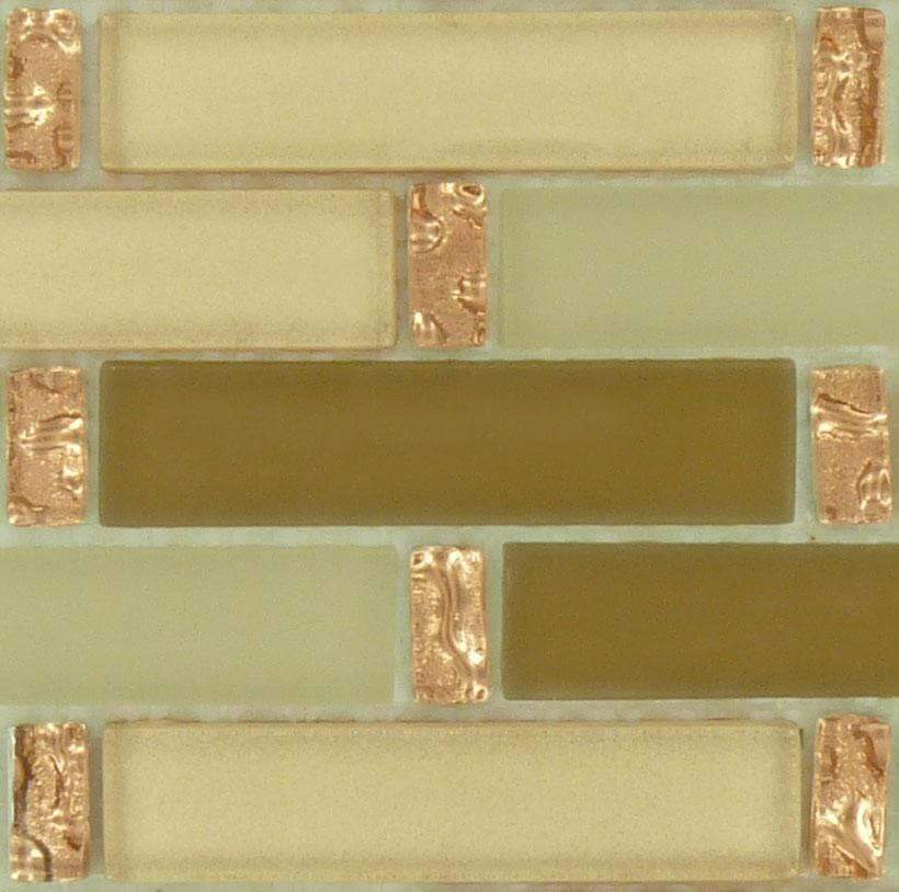 Peach Field Bronze/Copper 1'' x 4'' Glass Glossy & Frosted Tile Euro Glass