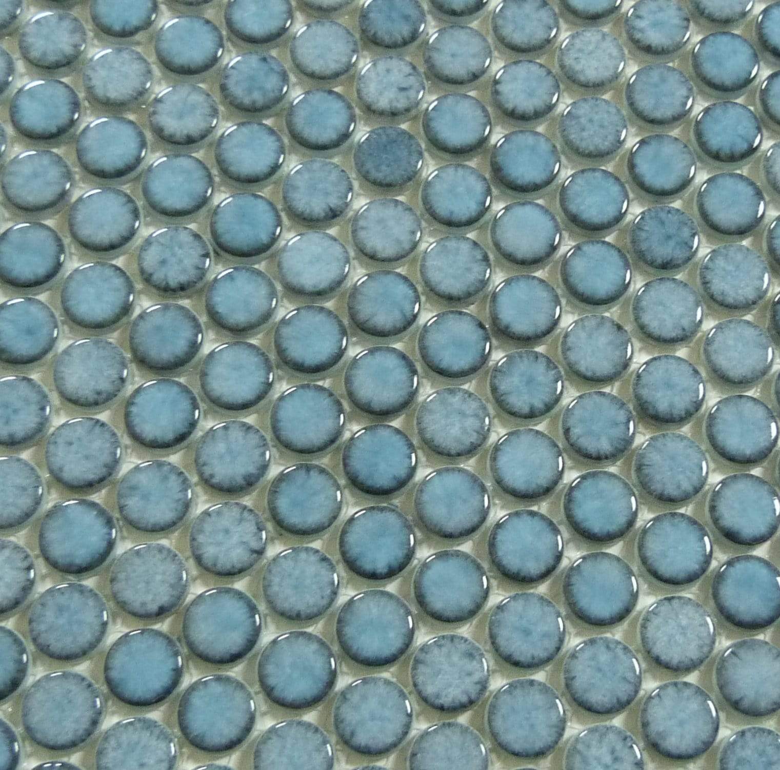 Greenwich Lafayette Blue Penny Round Recycled Glossy Glass Pool Tile Euro Glass