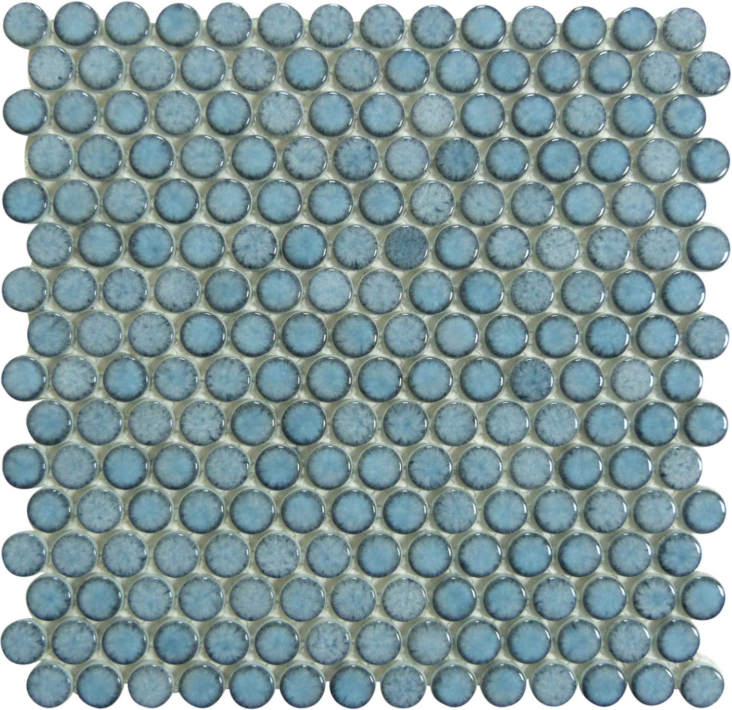 Greenwich Lafayette Blue Penny Round Recycled Glossy Glass Pool Tile Euro Glass