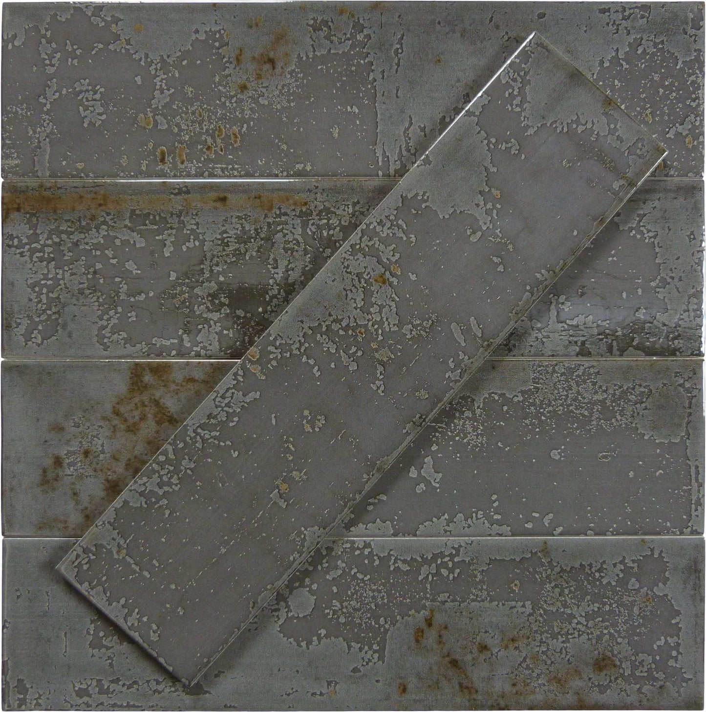 Night Armor Grey 4" x 16" Ceramic Glossy Subway Tile Euro Glass