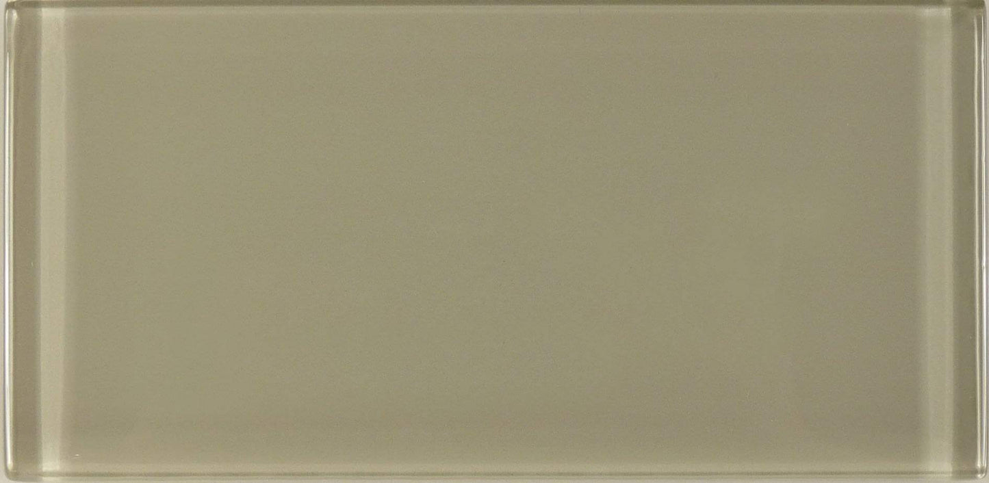 Fog Beige 3'' x 6'' Glossy Glass Subway Tile Euro Glass