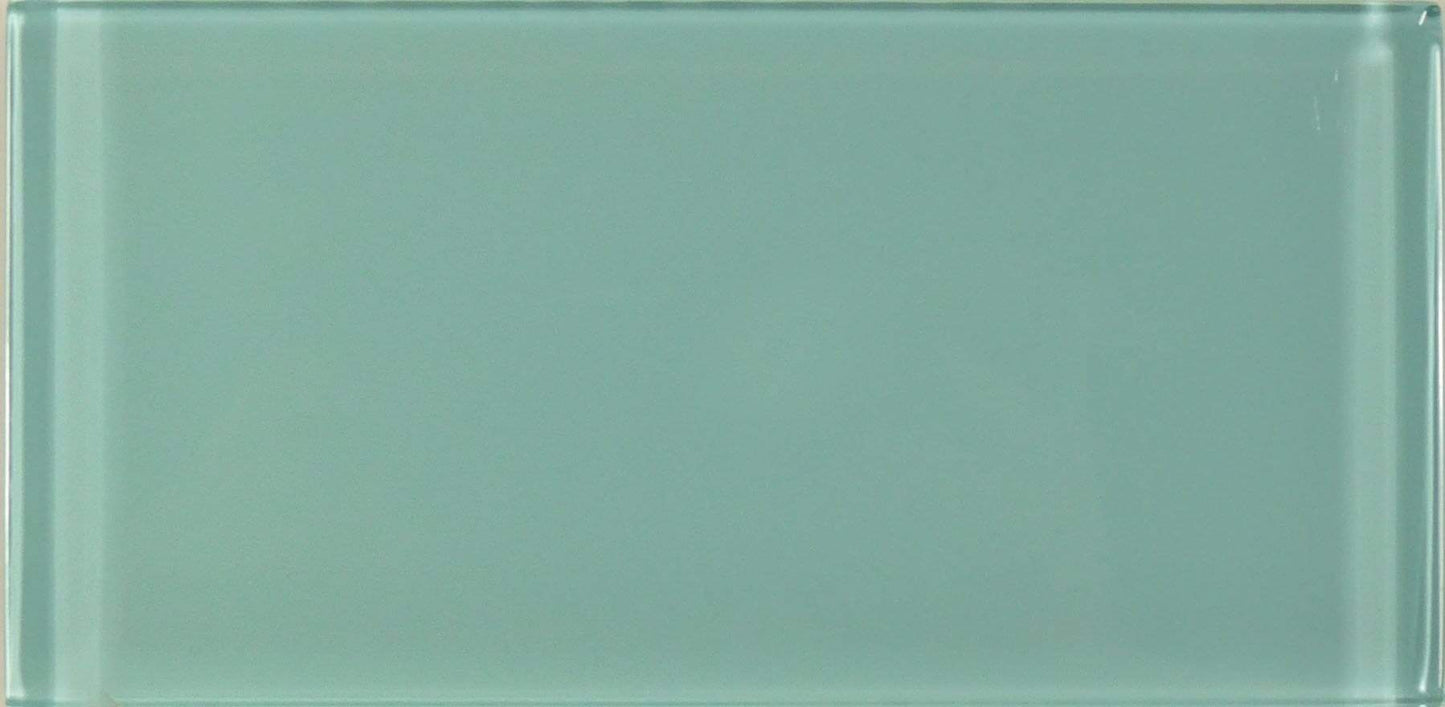 Soft Mint Green 3'' x 6'' Glossy Glass Subway Tile Euro Glass