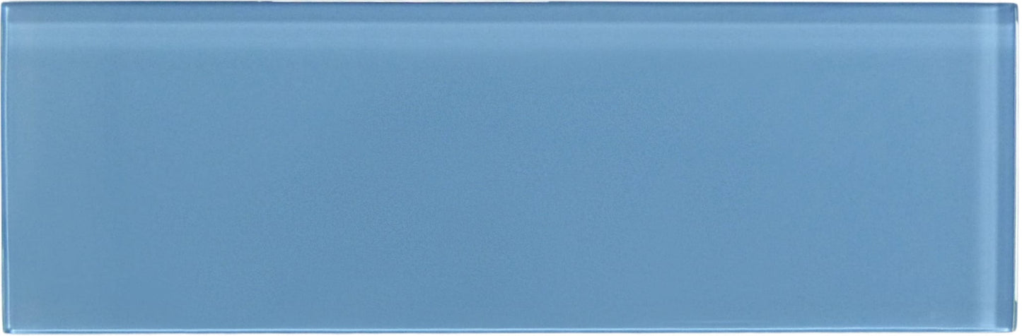 Pacific Ocean Blue 4'' x 12'' Glossy Glass Subway Tile Euro Glass