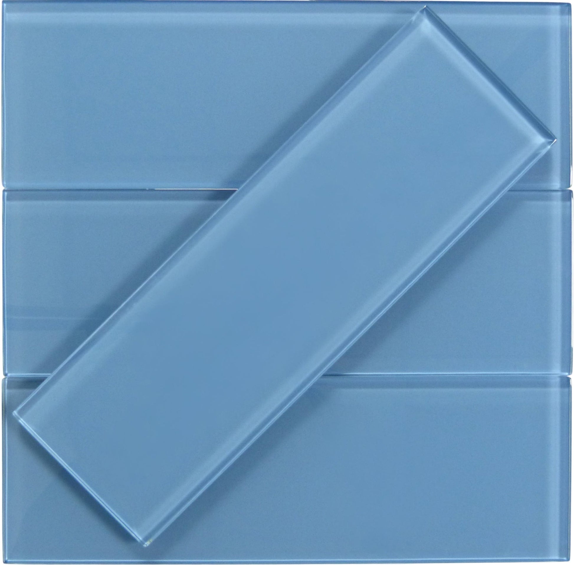 Pacific Ocean Blue 4'' x 12'' Glossy Glass Subway Tile Euro Glass