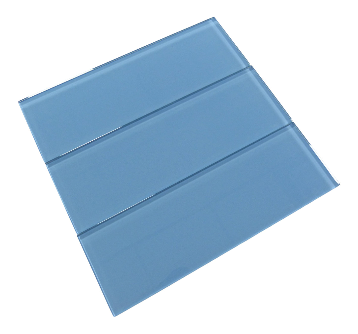 Pacific Ocean Blue 4'' x 12'' Glossy Glass Subway Tile Euro Glass