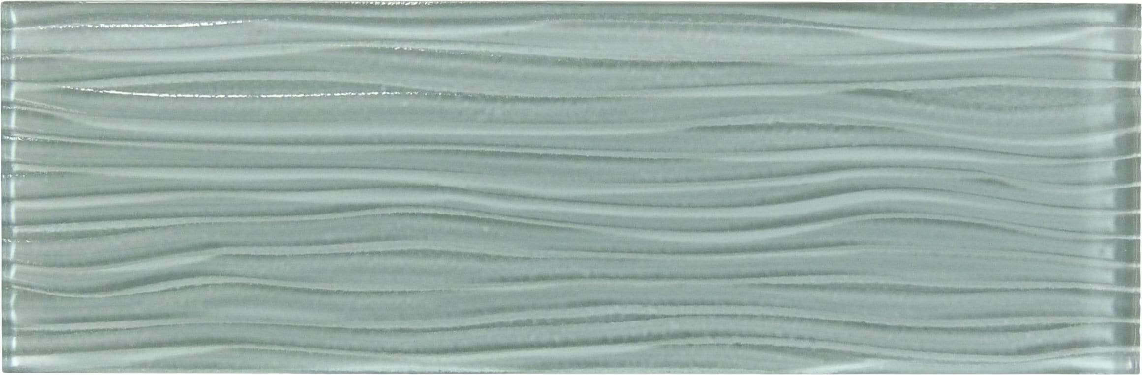 Morning Mist Blue Wave 4'' x 12'' Glossy Glass Subway Tile Euro Glass