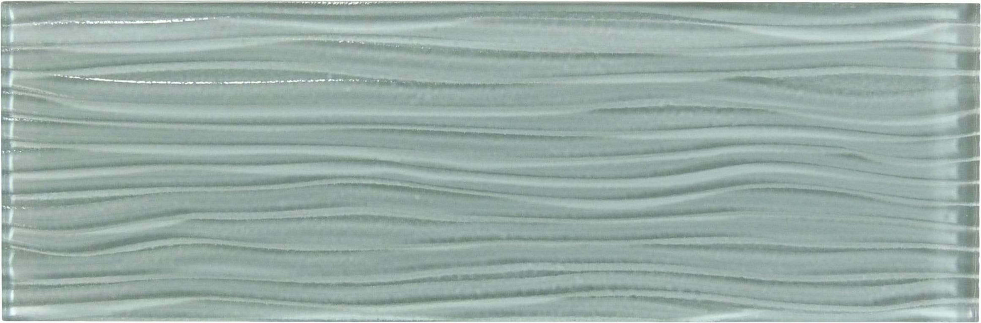 Morning Mist Blue Wave 4'' x 12'' Glossy Glass Subway Tile Euro Glass