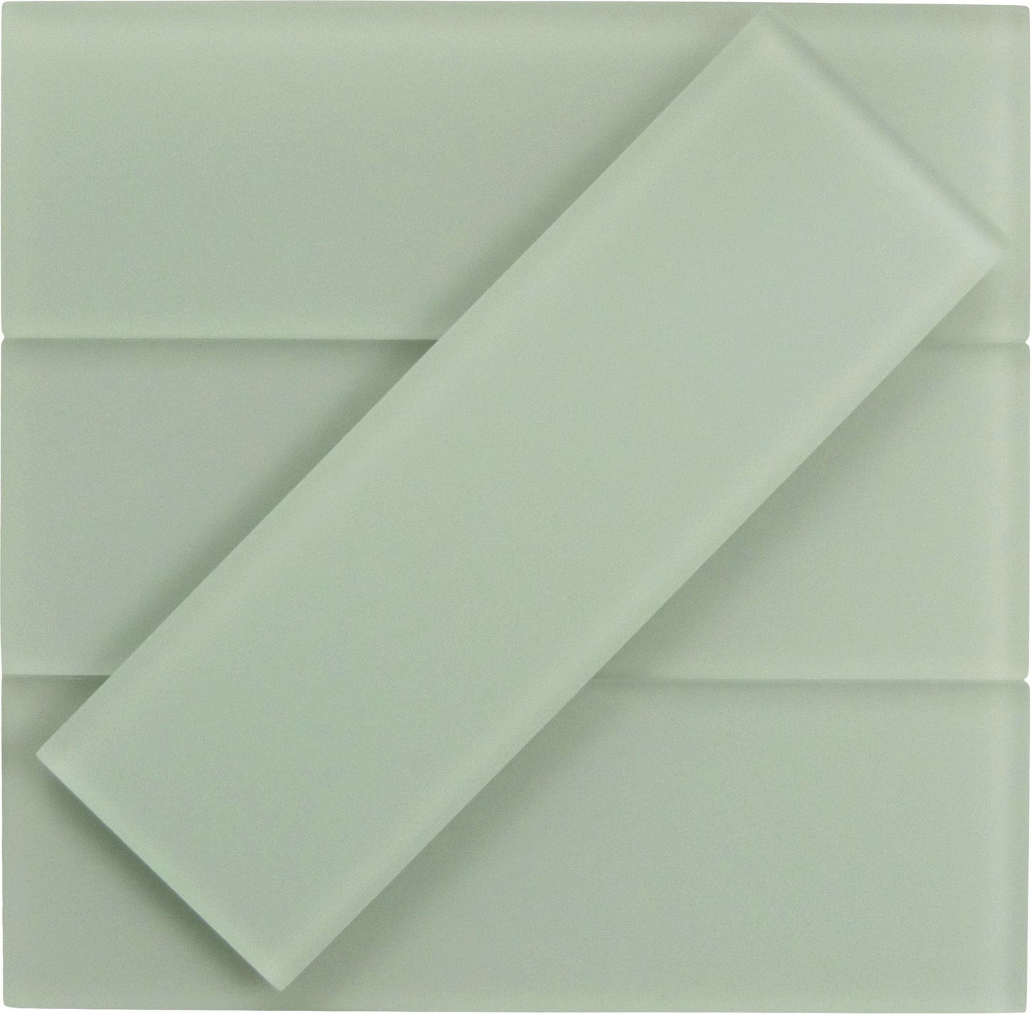 Ice Mist Matte Green 4'' x 12'' Frosted Glass Subway Tile Euro Glass