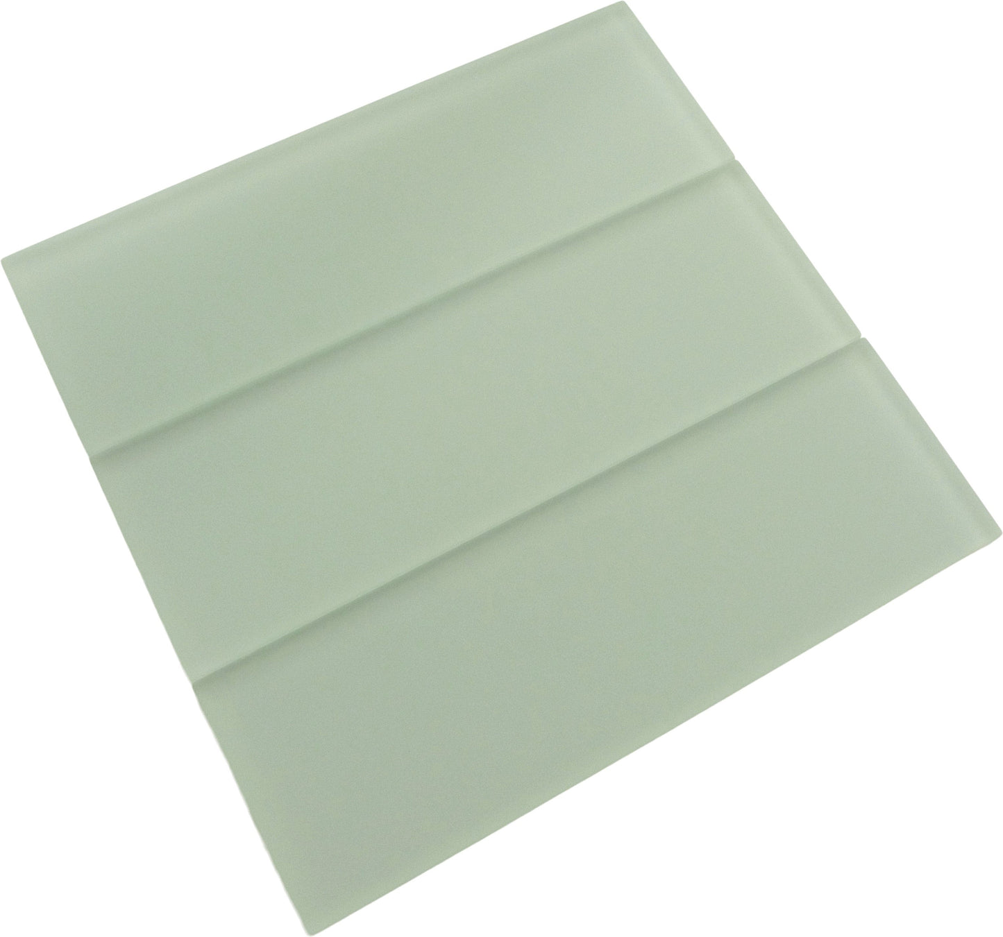 Ice Mist Matte Green 4'' x 12'' Frosted Glass Subway Tile Euro Glass