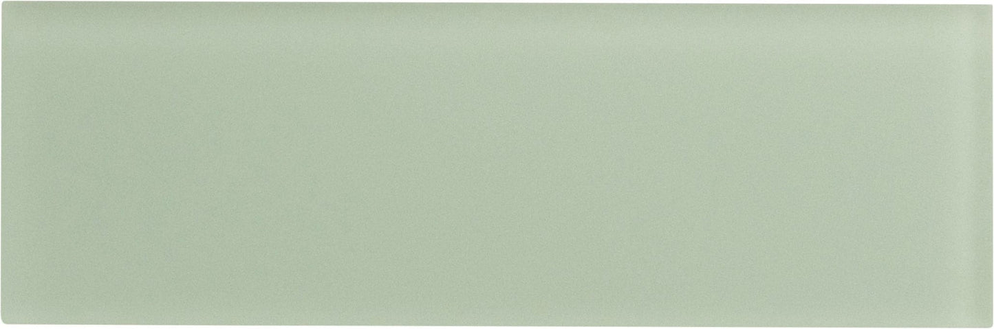 Ice Mist Matte Green 4'' x 12'' Frosted Glass Subway Tile Euro Glass