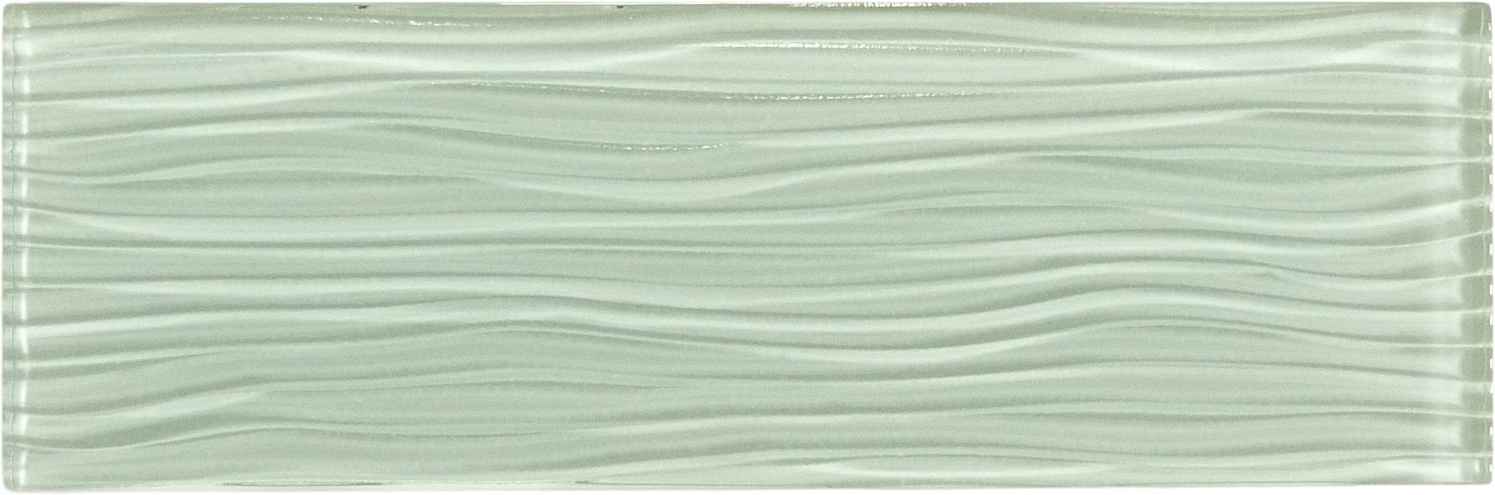 Ice Mist Green Wave 4'' x 12'' Glossy Glass Subway Tile Euro Glass