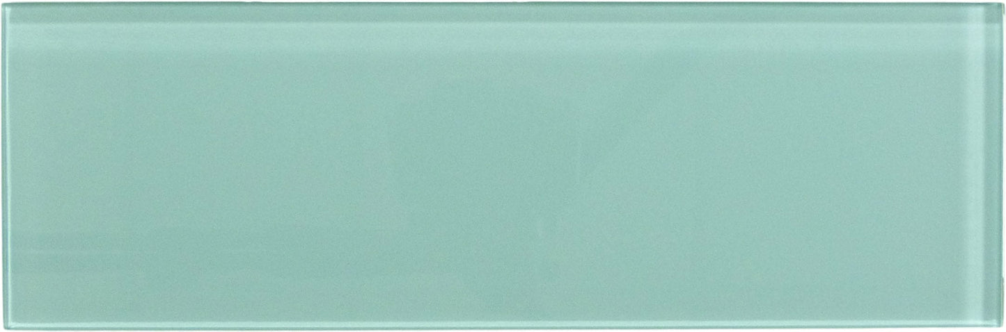 Soft Mint Green 4'' x 12'' Glossy Glass Subway Tile Euro Glass