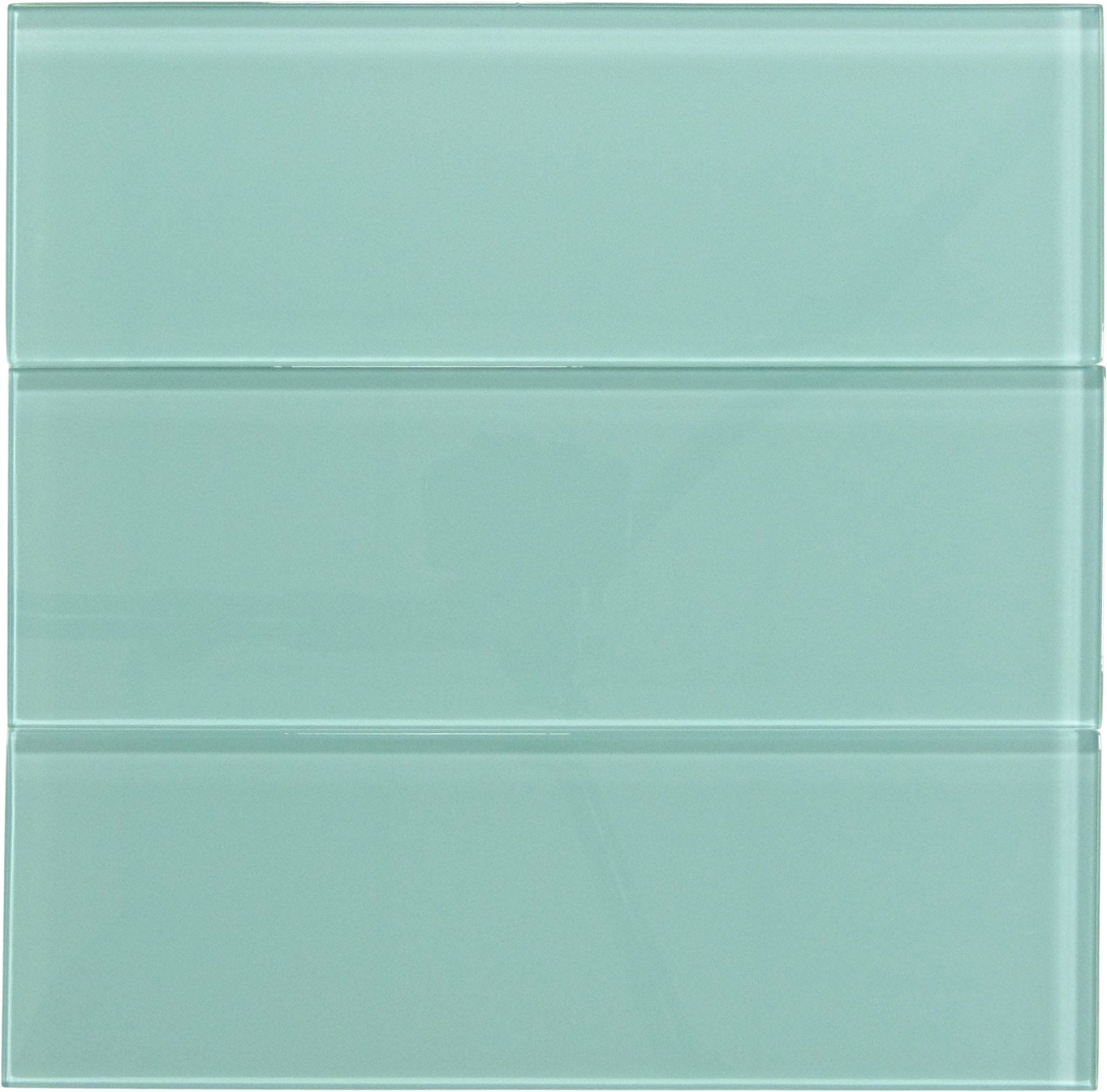 Soft Mint Green 4'' x 12'' Glossy Glass Subway Tile Euro Glass